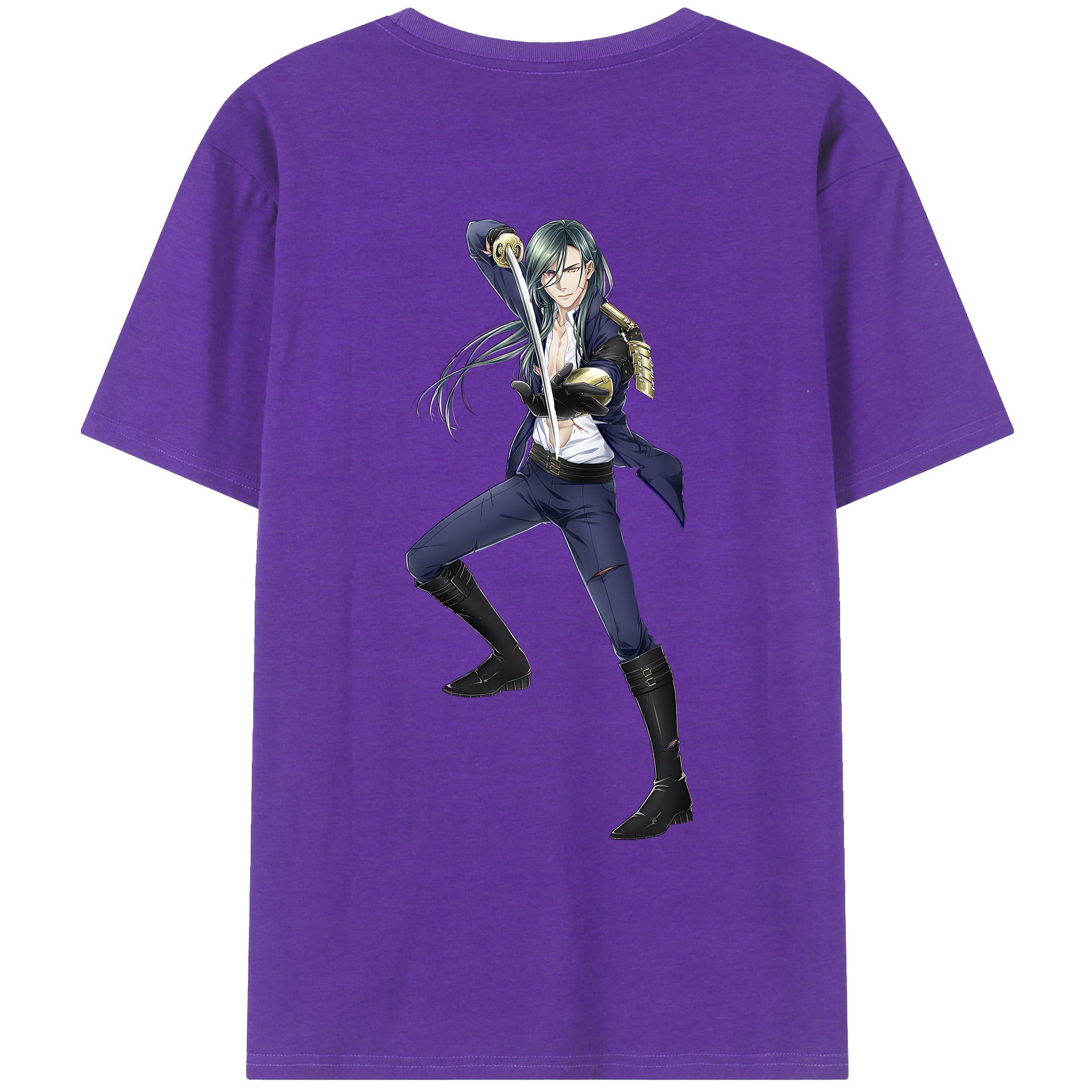 （画像用） 刀剣乱舞 Touken Ranbu 綿100％ メンズ半袖Tシャツ（バックプリント） 通気性