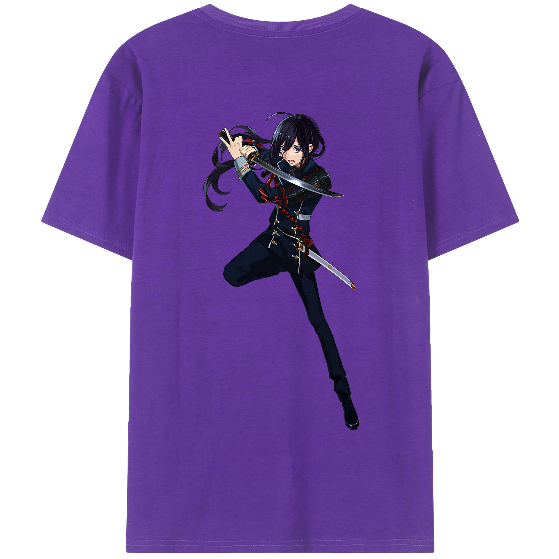 （画像用） 刀剣乱舞 Touken Ranbu 綿100％ メンズ半袖Tシャツ（バックプリント） 通気性