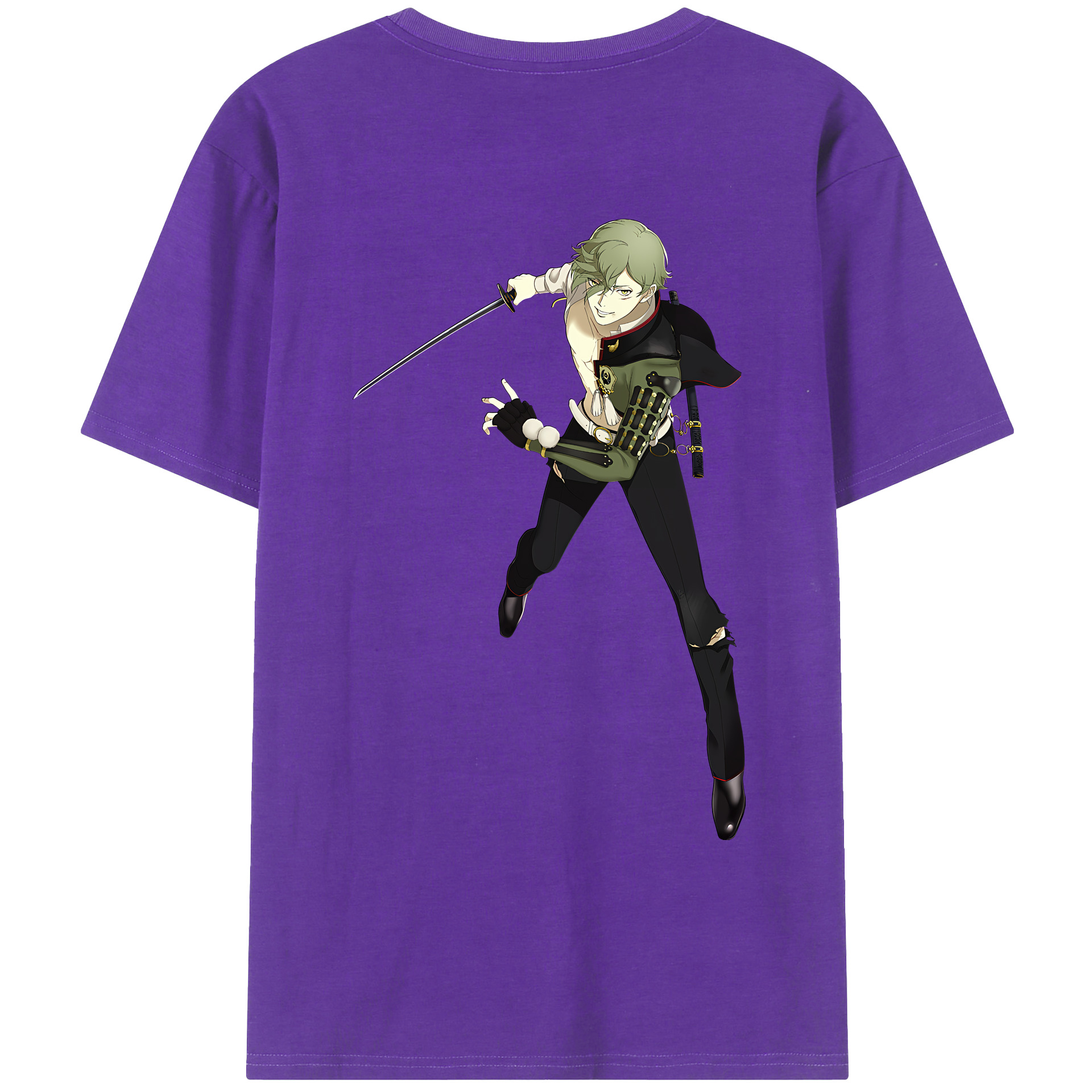 （画像用） 刀剣乱舞 Touken Ranbu 綿100％ メンズ半袖Tシャツ（バックプリント） 通気性