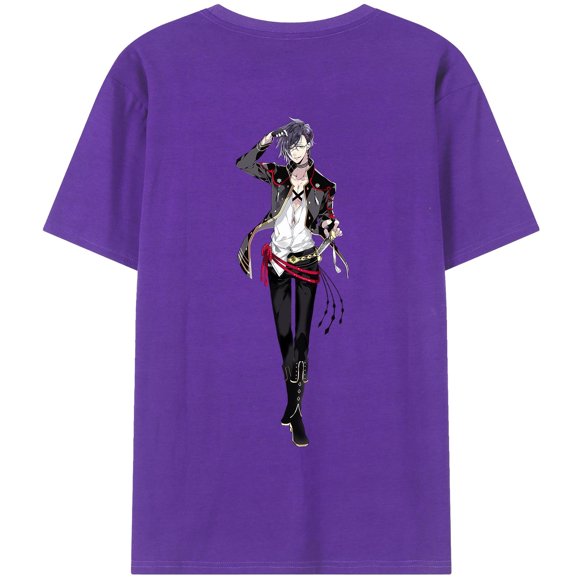 （画像用） 刀剣乱舞 Touken Ranbu 綿100％ メンズ半袖Tシャツ（バックプリント） 通気性