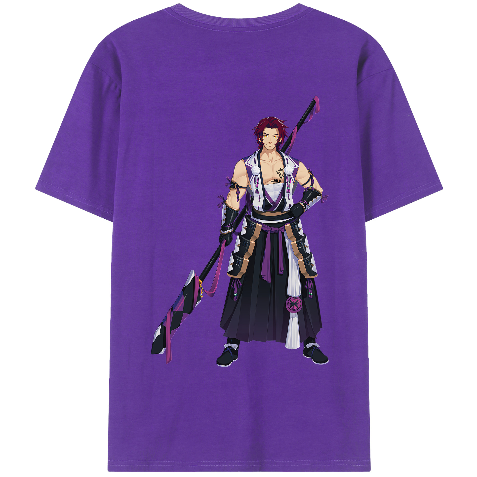 （画像用） 刀剣乱舞 Touken Ranbu 綿100％ メンズ半袖Tシャツ（バックプリント） 通気性