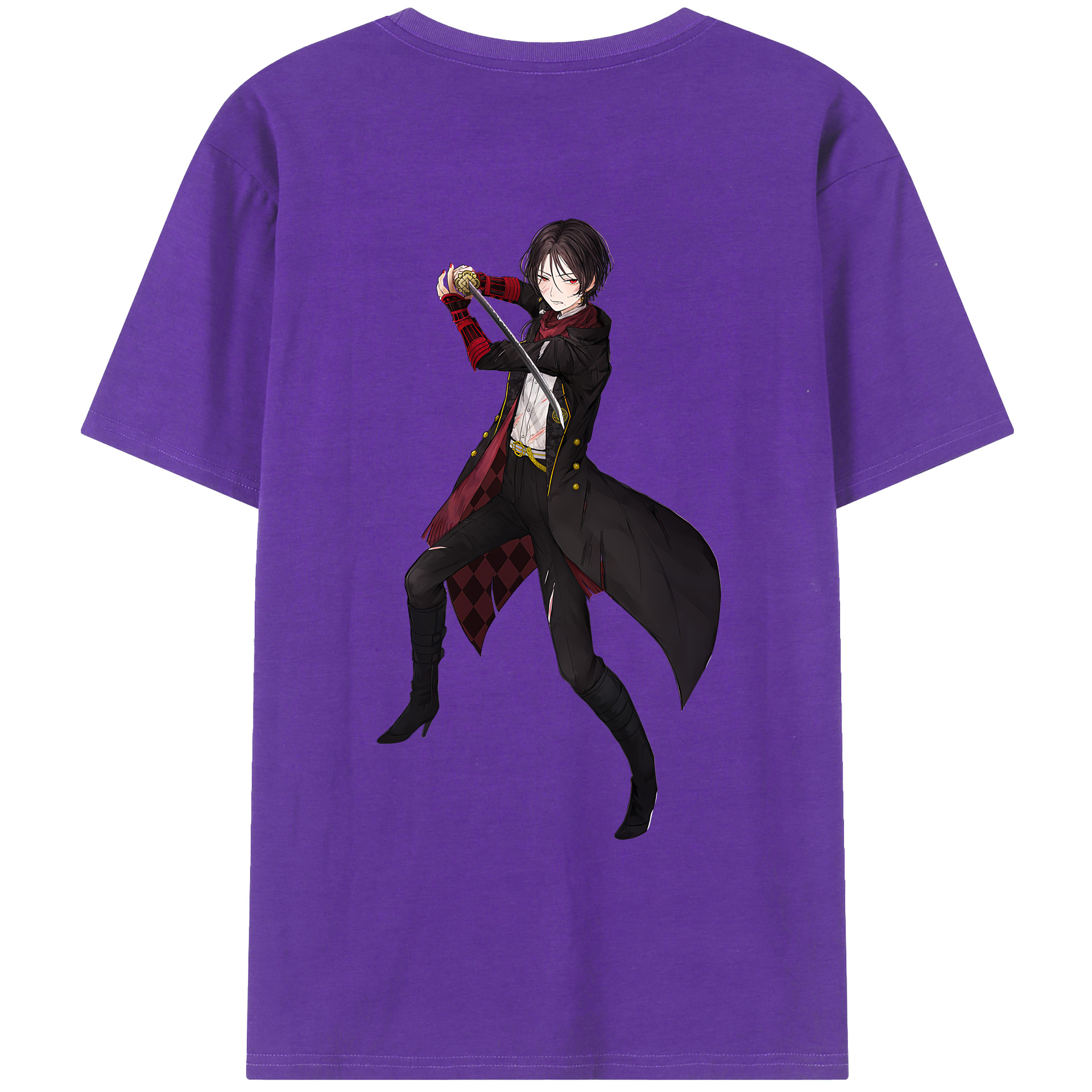 （画像用） 刀剣乱舞 Touken Ranbu 綿100％ メンズ半袖Tシャツ（バックプリント） 通気性