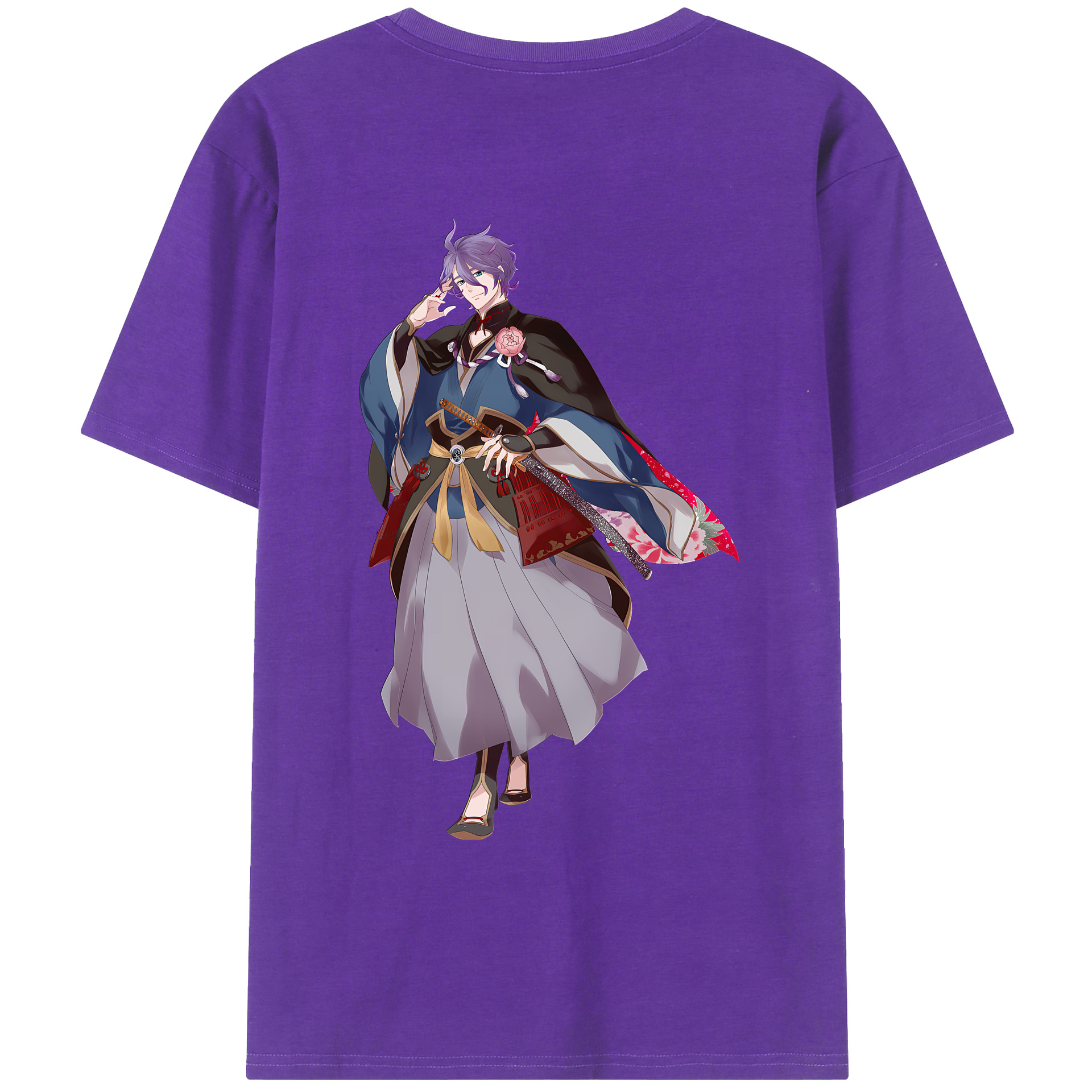 （画像用） 刀剣乱舞 Touken Ranbu 綿100％ メンズ半袖Tシャツ（バックプリント） 通気性