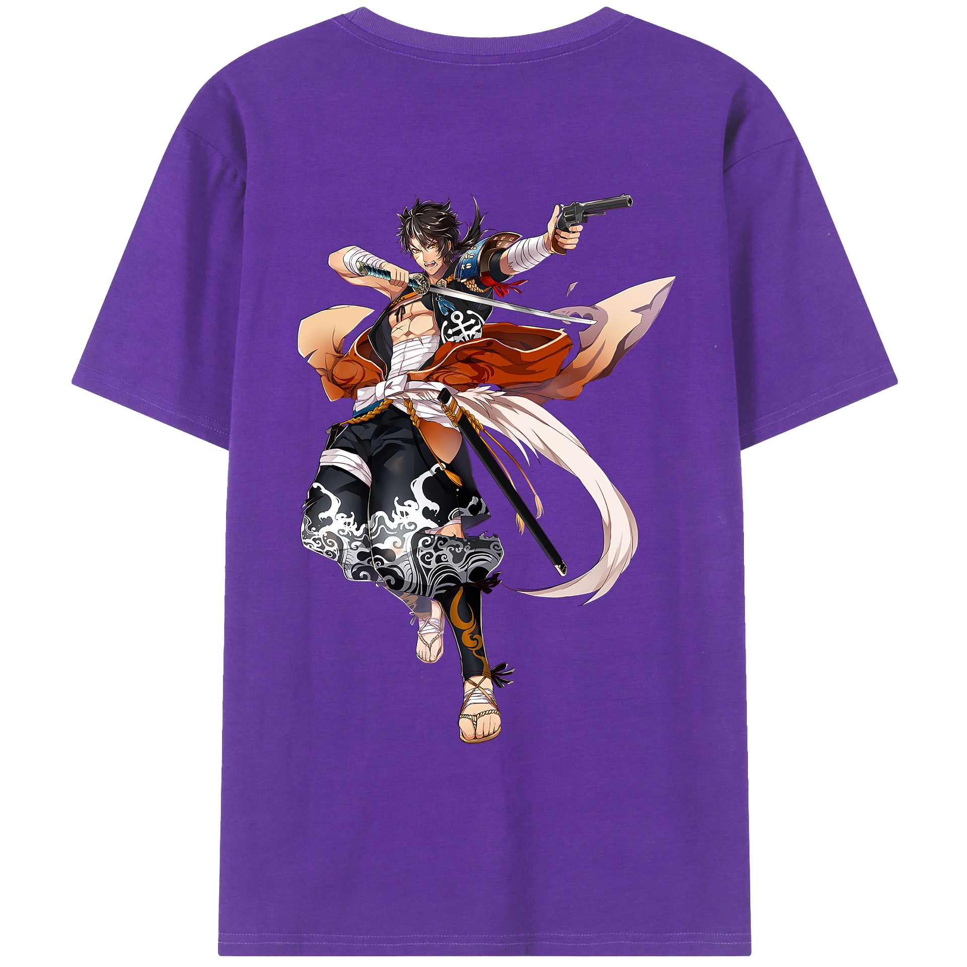 刀剣乱舞 Touken Ranbu 綿100％ メンズ半袖Tシャツ（バックプリント） 通気性