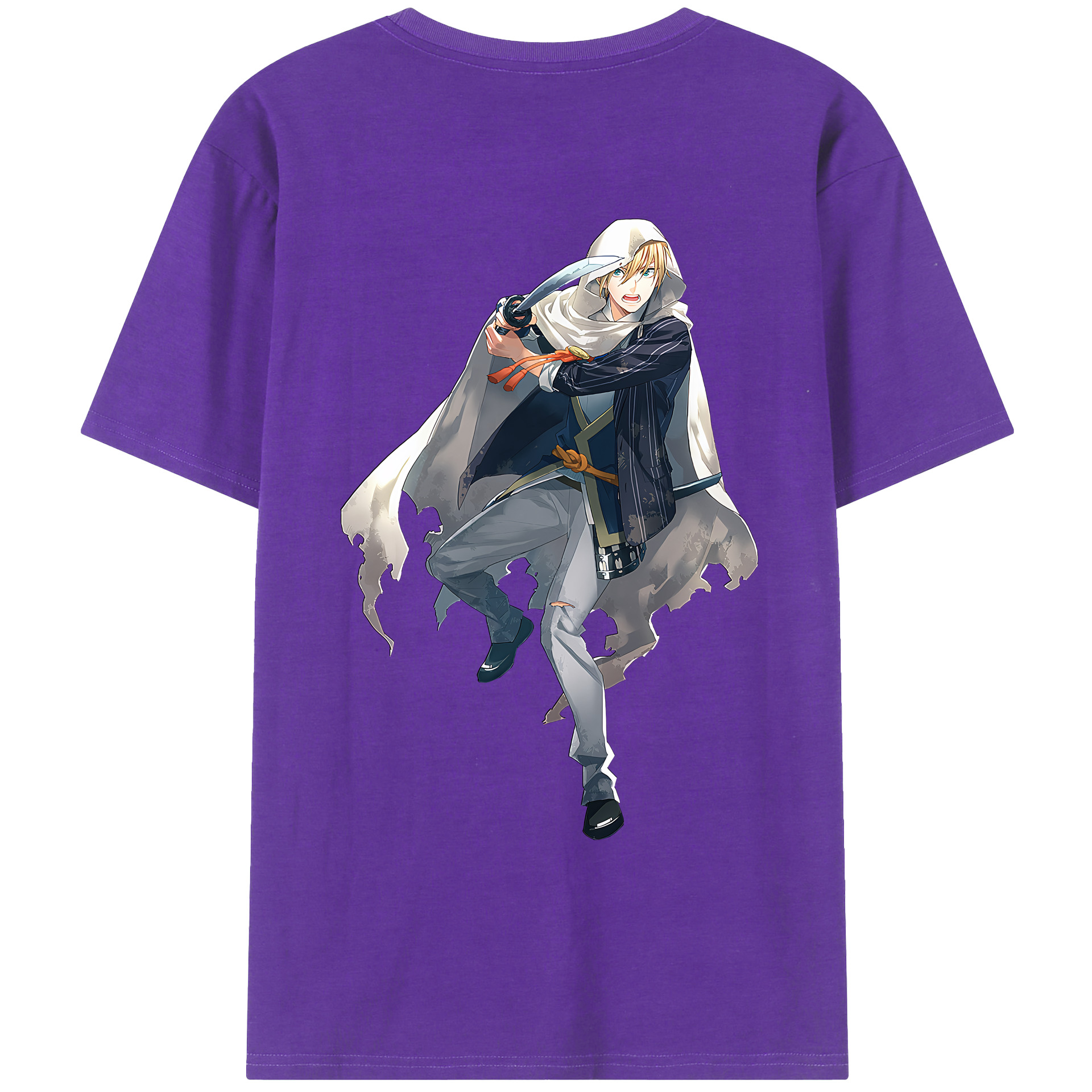 （画像用） 刀剣乱舞 Touken Ranbu 綿100％ メンズ半袖Tシャツ（バックプリント） 通気性
