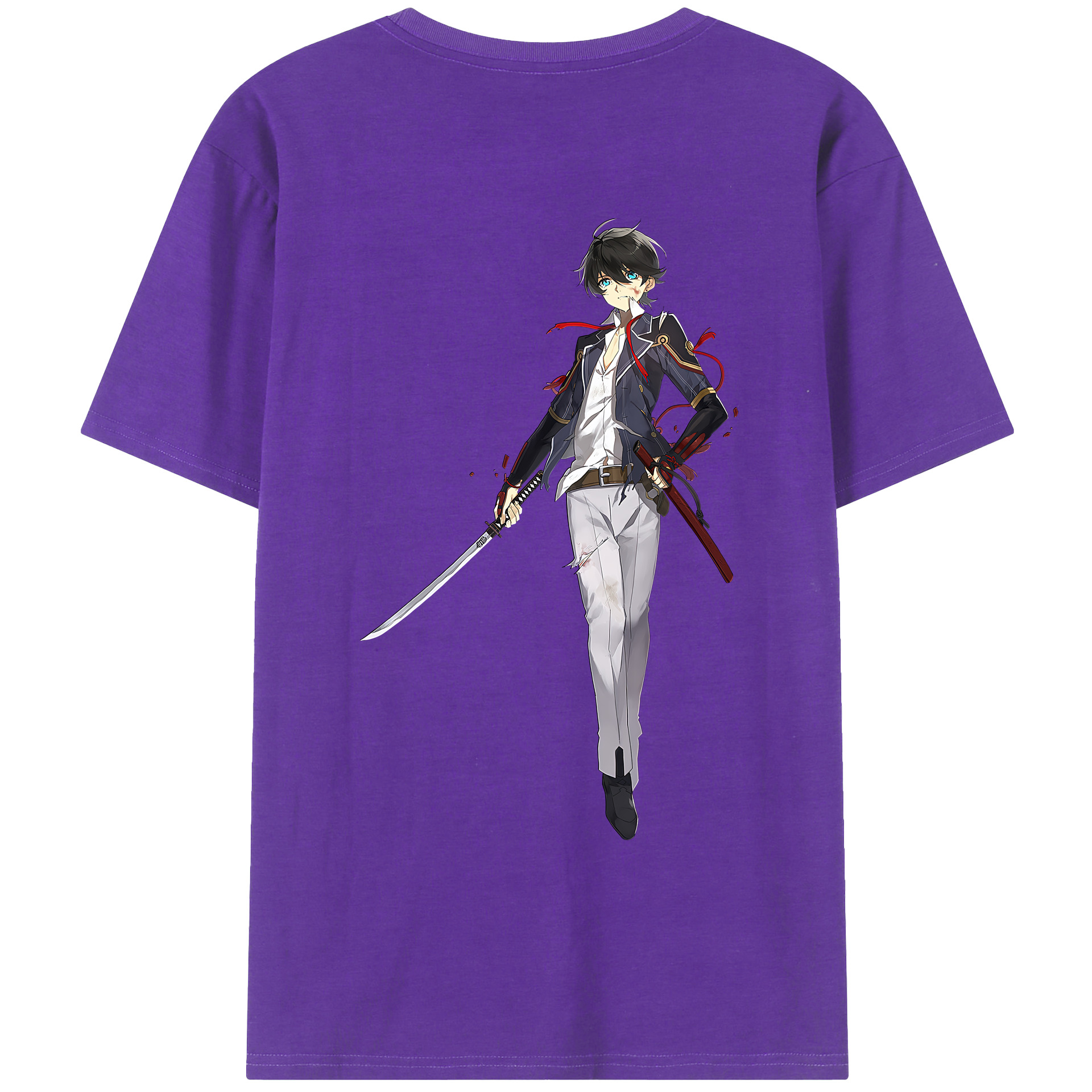 （画像用） 刀剣乱舞 Touken Ranbu 綿100％ メンズ半袖Tシャツ（バックプリント） 通気性