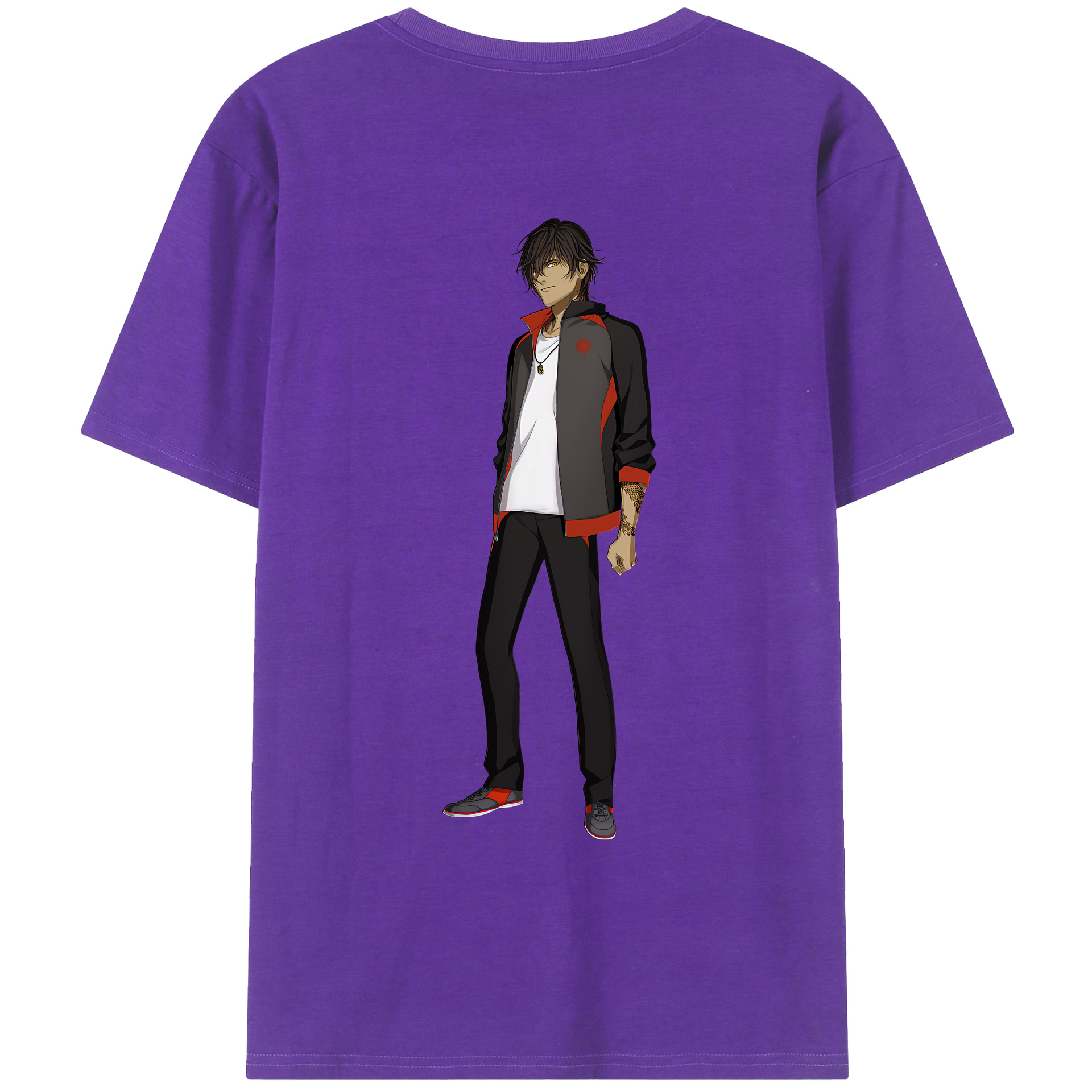 （画像用） 刀剣乱舞 Touken Ranbu 綿100％ メンズ半袖Tシャツ（バックプリント） 通気性