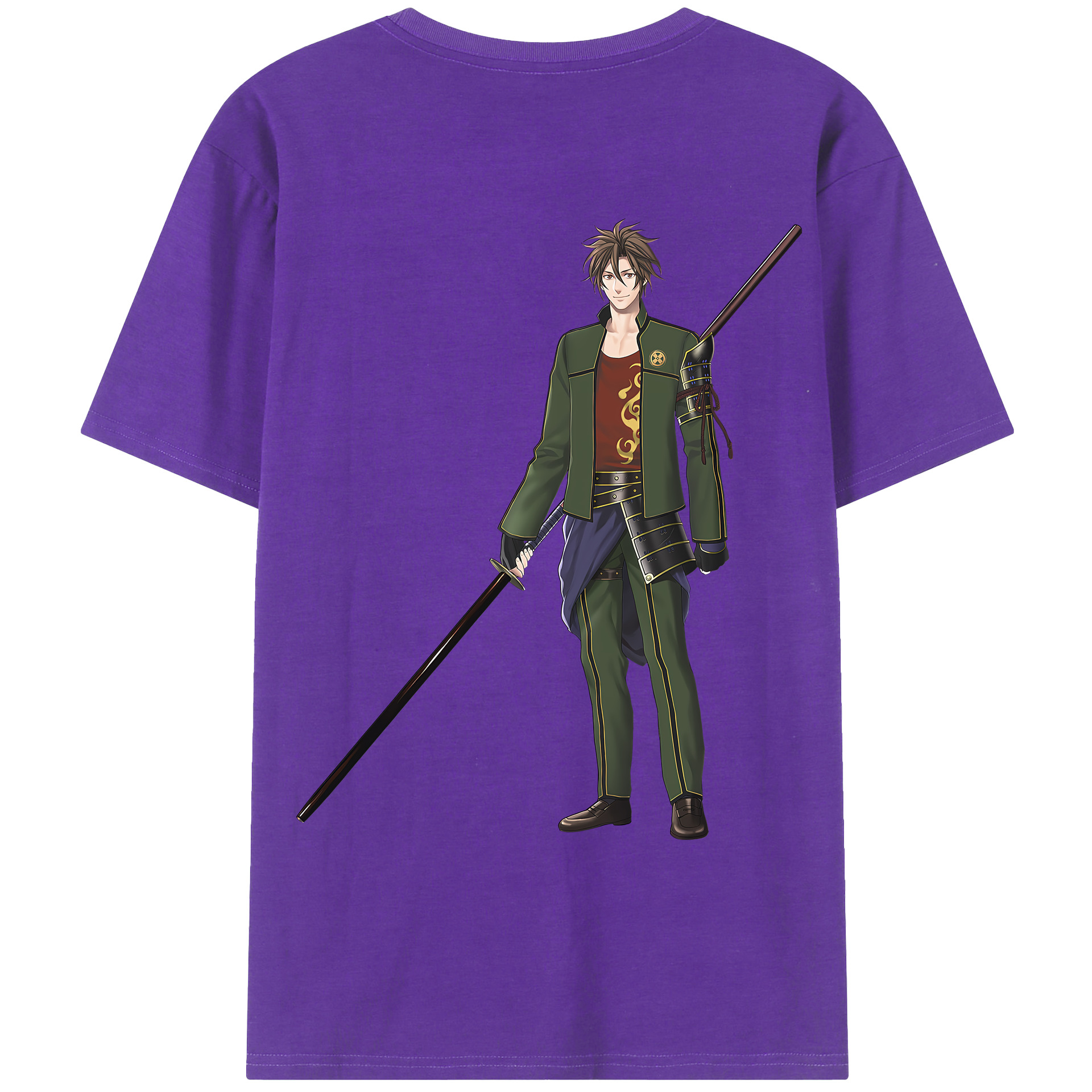 （画像用） 刀剣乱舞 Touken Ranbu 綿100％ メンズ半袖Tシャツ（バックプリント） 通気性