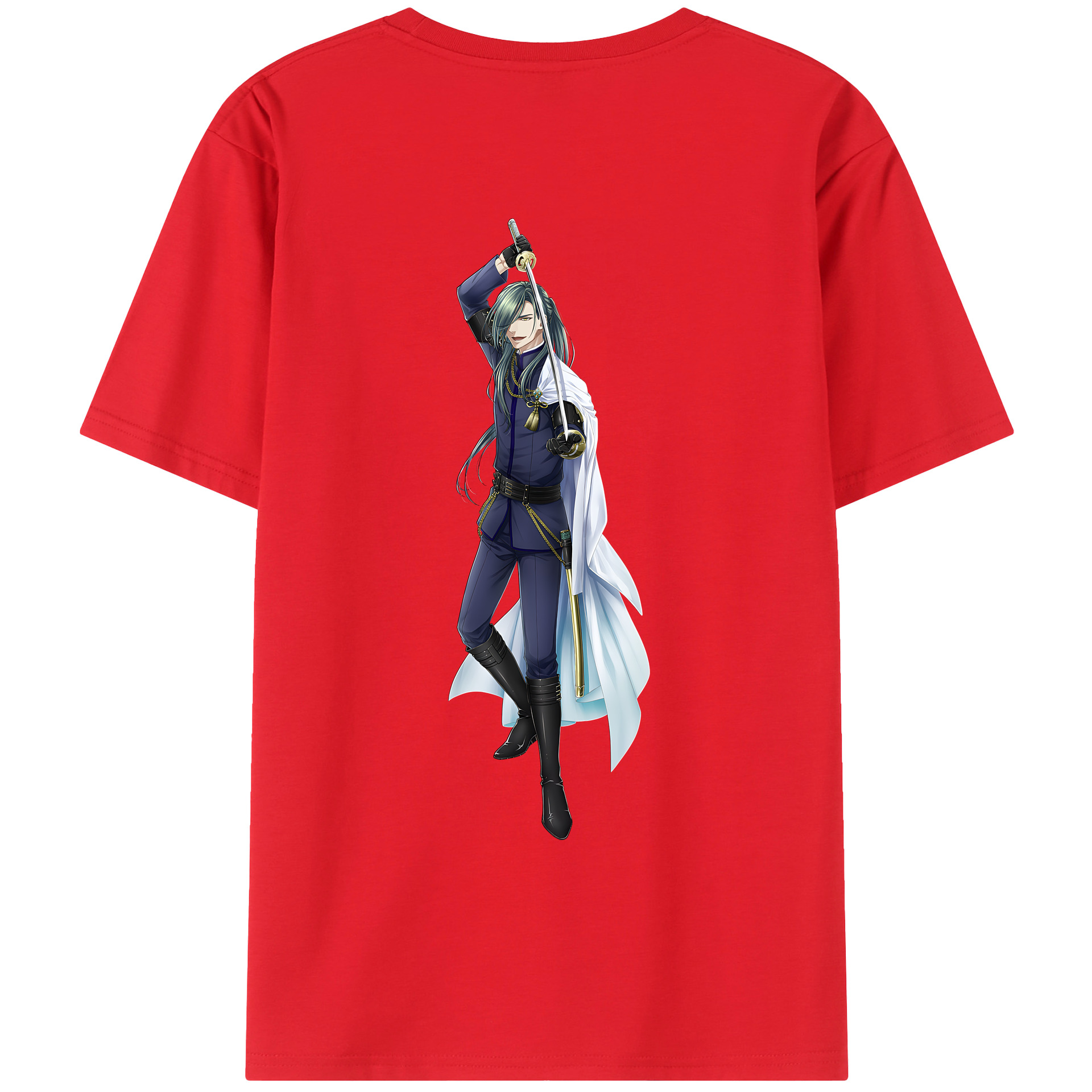 （画像用） 刀剣乱舞 Touken Ranbu 綿100％ メンズ半袖Tシャツ（バックプリント） 通気性