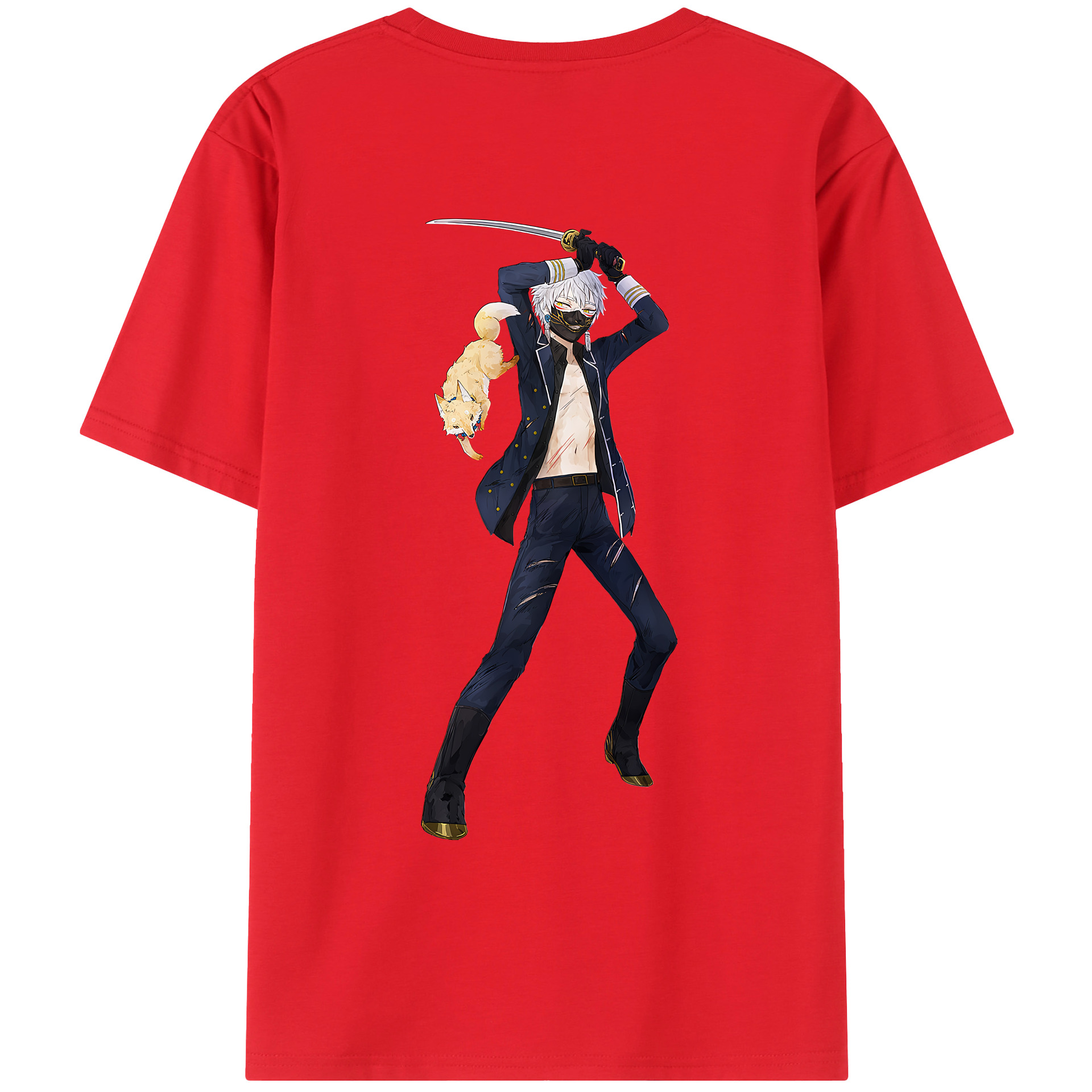 （画像用） 刀剣乱舞 Touken Ranbu 綿100％ メンズ半袖Tシャツ（バックプリント） 通気性