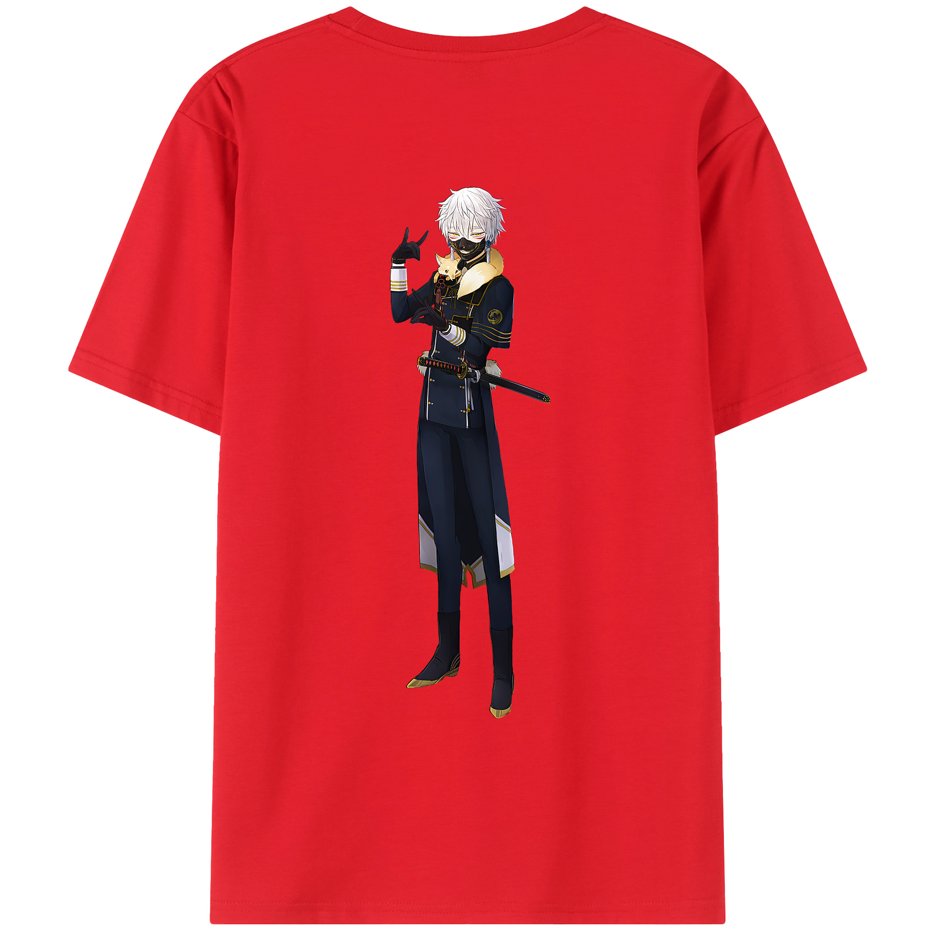 （画像用） 刀剣乱舞 Touken Ranbu 綿100％ メンズ半袖Tシャツ（バックプリント） 通気性