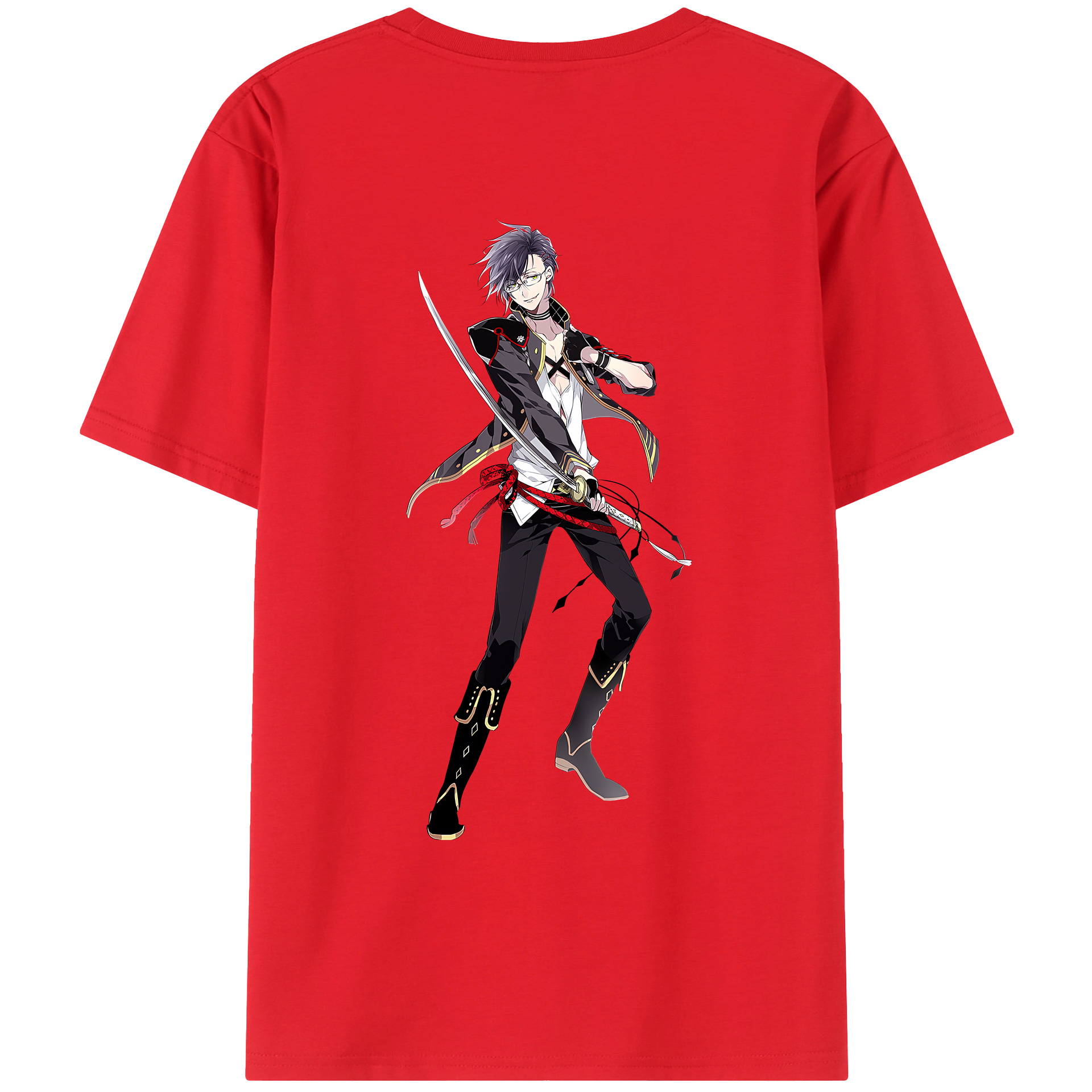 （画像用） 刀剣乱舞 Touken Ranbu 綿100％ メンズ半袖Tシャツ（バックプリント） 通気性