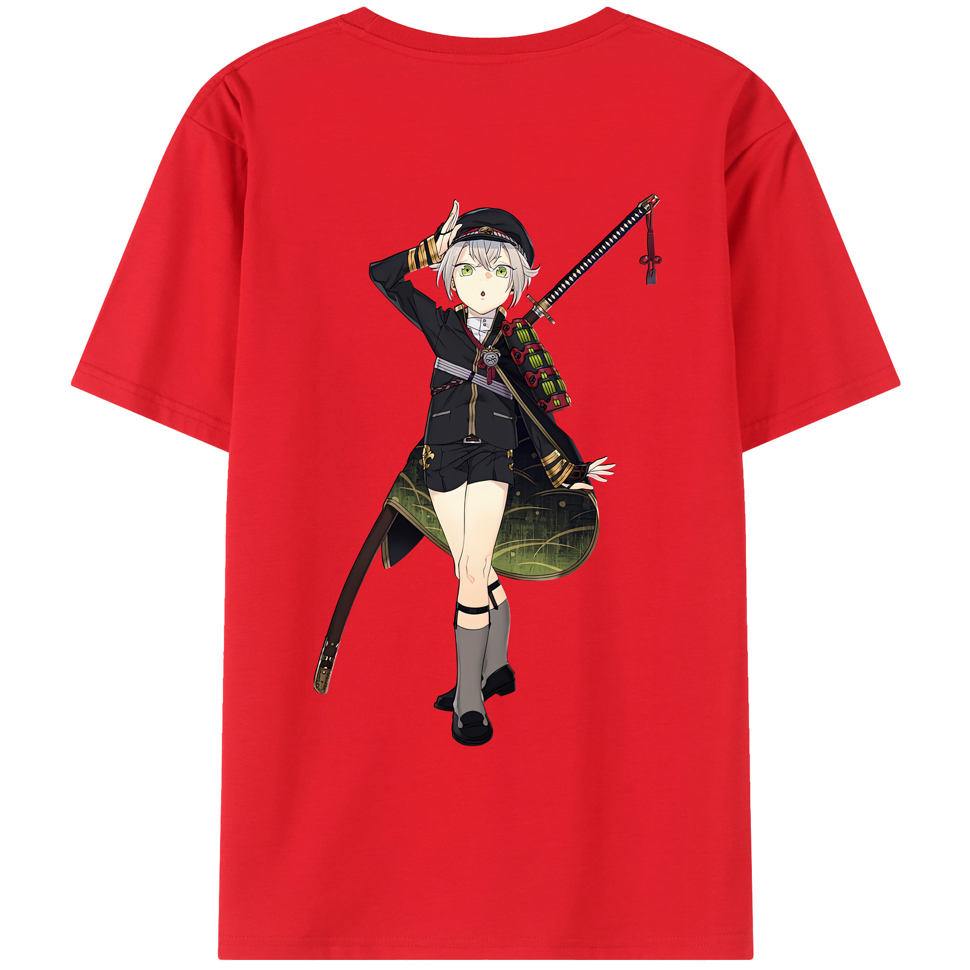 （画像用） 刀剣乱舞 Touken Ranbu 綿100％ メンズ半袖Tシャツ（バックプリント） 通気性