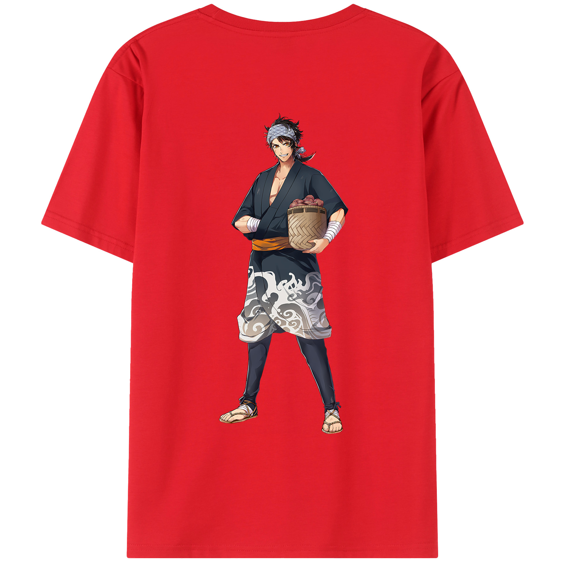 （画像用） 刀剣乱舞 Touken Ranbu 綿100％ メンズ半袖Tシャツ（バックプリント） 通気性