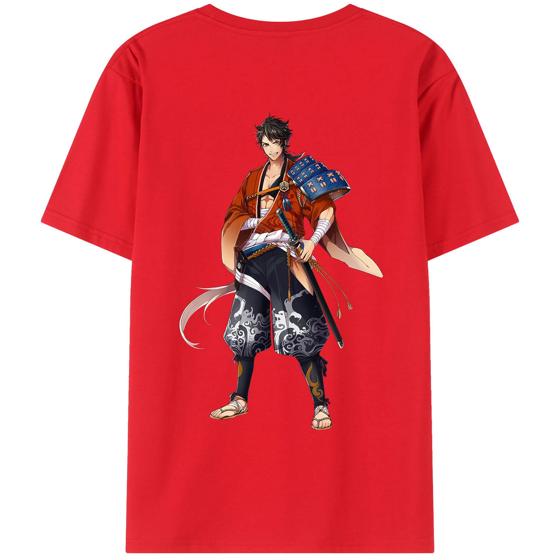 （画像用） 刀剣乱舞 Touken Ranbu 綿100％ メンズ半袖Tシャツ（バックプリント） 通気性