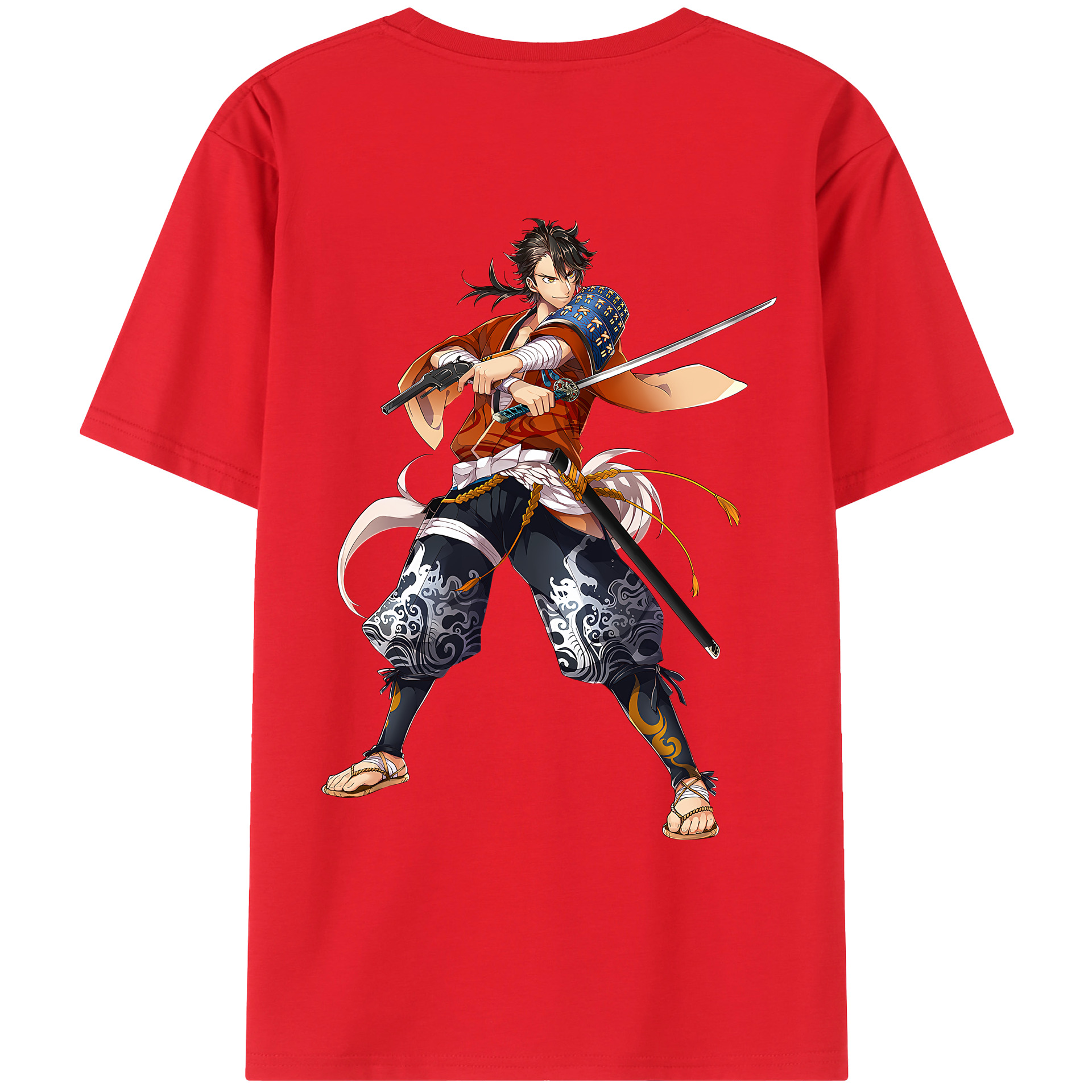 （画像用） 刀剣乱舞 Touken Ranbu 綿100％ メンズ半袖Tシャツ（バックプリント） 通気性