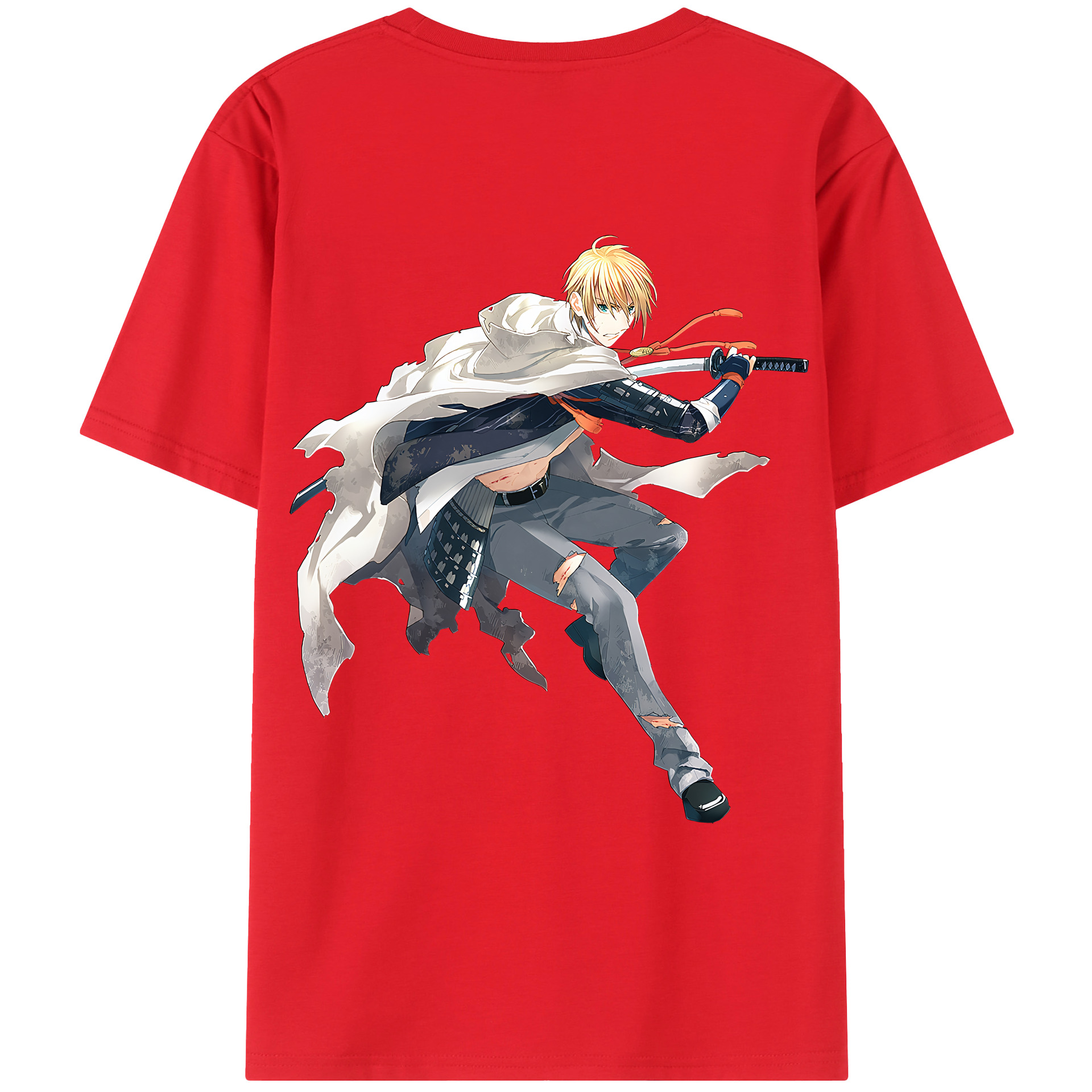 （画像用） 刀剣乱舞 Touken Ranbu 綿100％ メンズ半袖Tシャツ（バックプリント） 通気性