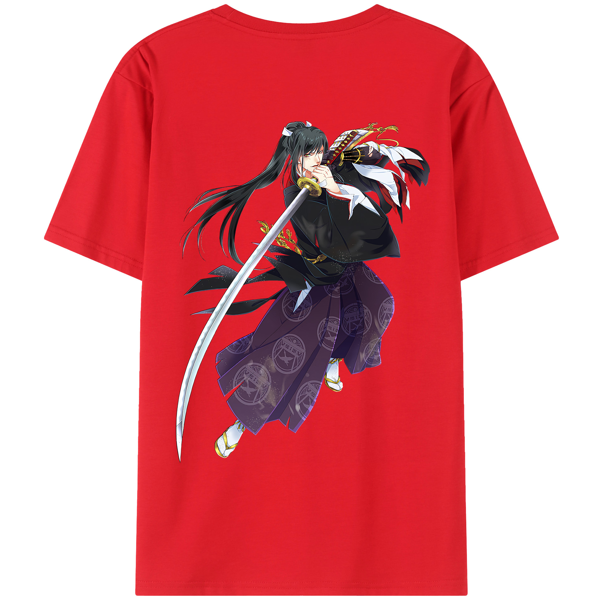 （画像用） 刀剣乱舞 Touken Ranbu 綿100％ メンズ半袖Tシャツ（バックプリント） 通気性