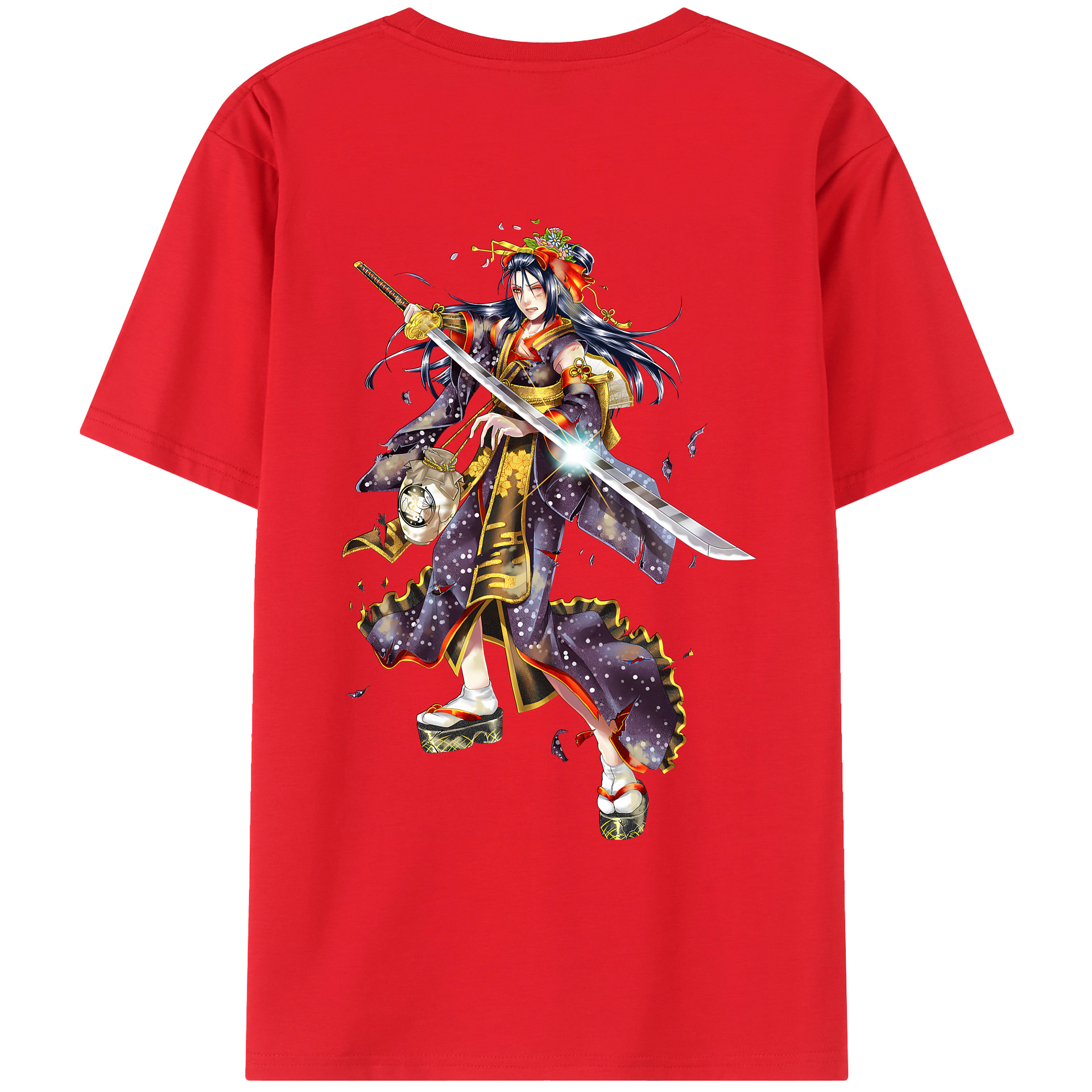 （画像用） 刀剣乱舞 Touken Ranbu 綿100％ メンズ半袖Tシャツ（バックプリント） 通気性