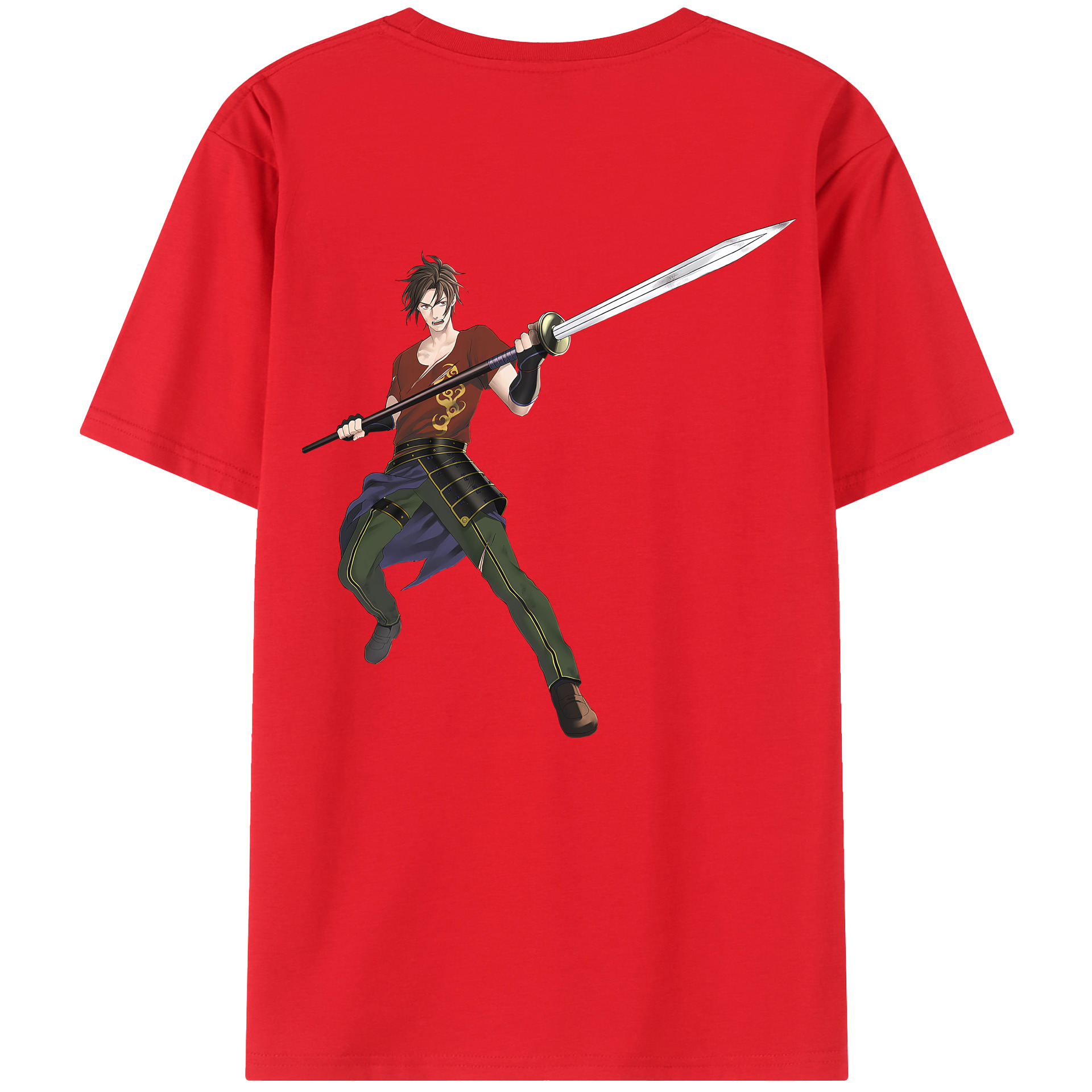 （画像用） 刀剣乱舞 Touken Ranbu 綿100％ メンズ半袖Tシャツ（バックプリント） 通気性