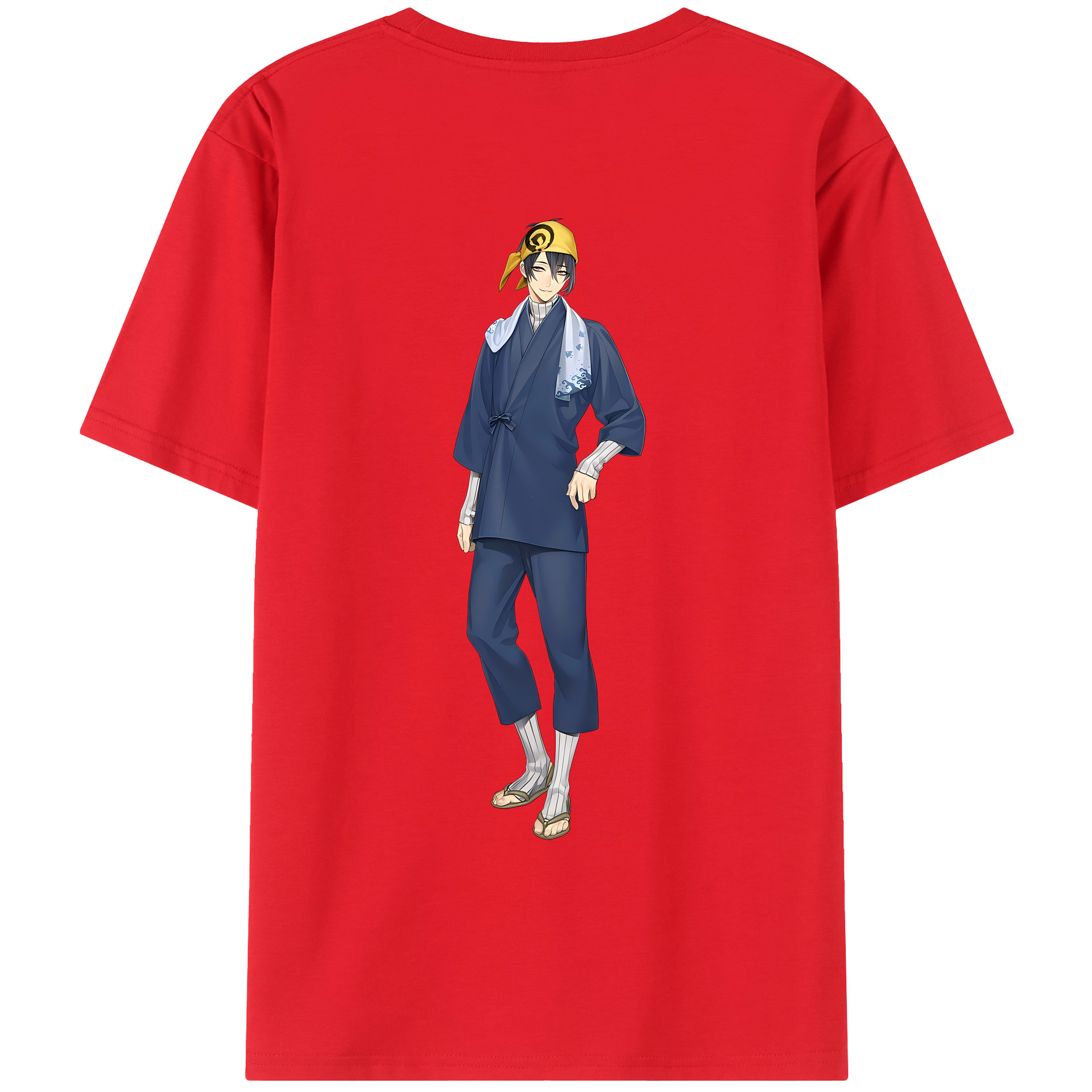 （画像用） 刀剣乱舞 Touken Ranbu 綿100％ メンズ半袖Tシャツ（バックプリント） 通気性