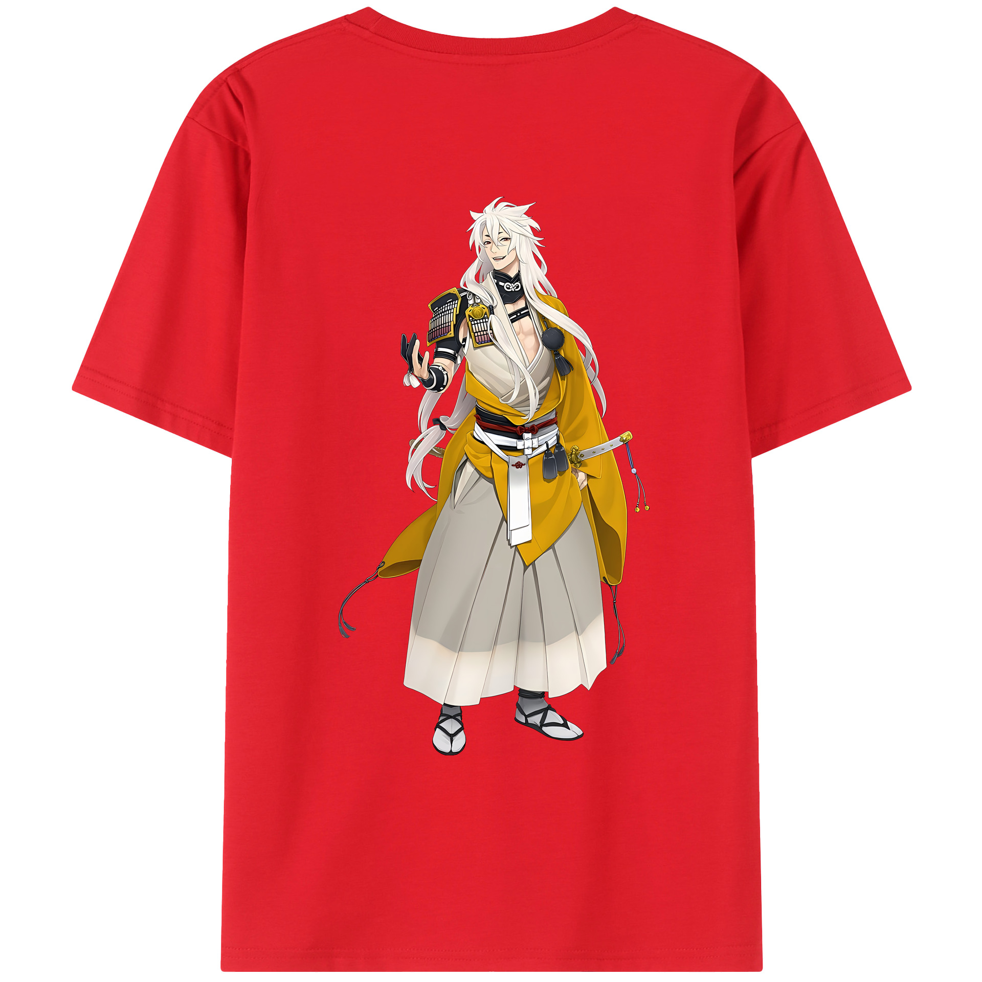 （画像用） 刀剣乱舞 Touken Ranbu 綿100％ メンズ半袖Tシャツ（バックプリント） 通気性