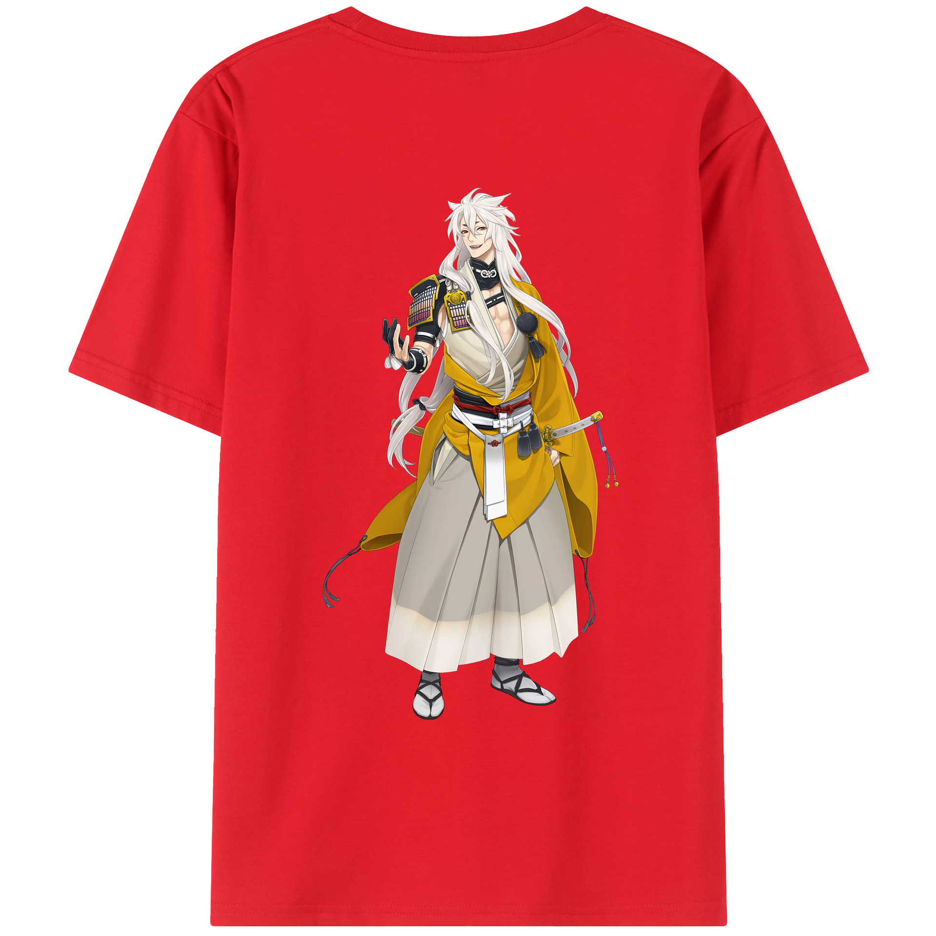 （画像用） 刀剣乱舞 Touken Ranbu 綿100％ メンズ半袖Tシャツ（バックプリント） 通気性