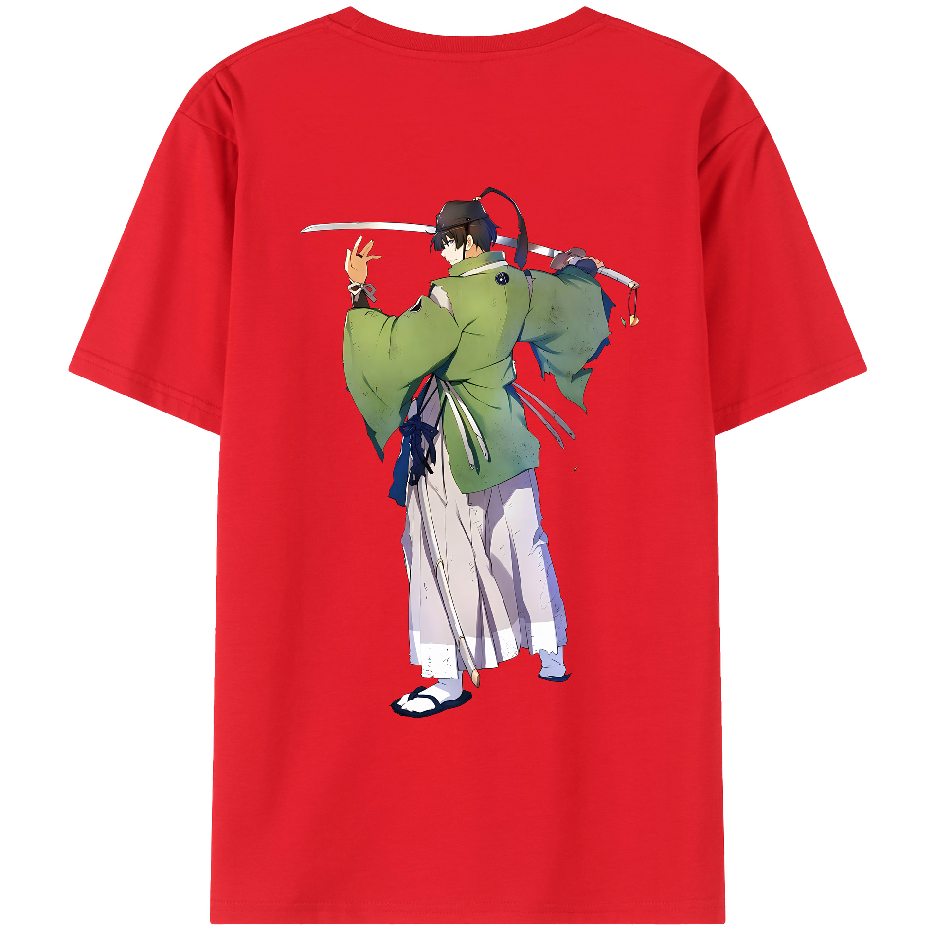 （画像用） 刀剣乱舞 Touken Ranbu 綿100％ メンズ半袖Tシャツ（バックプリント） 通気性