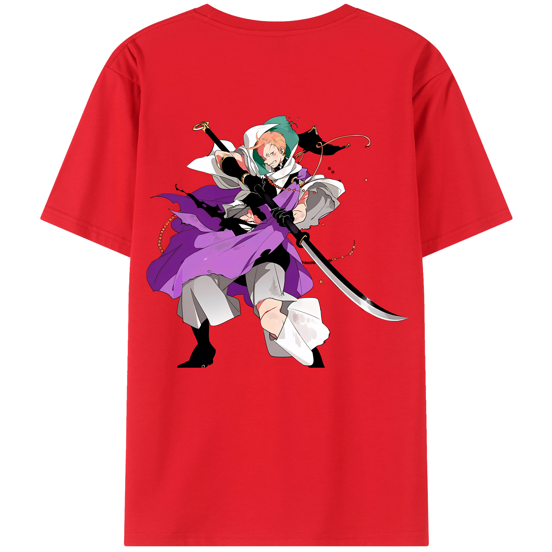 （画像用） 刀剣乱舞 Touken Ranbu 綿100％ メンズ半袖Tシャツ（バックプリント） 通気性