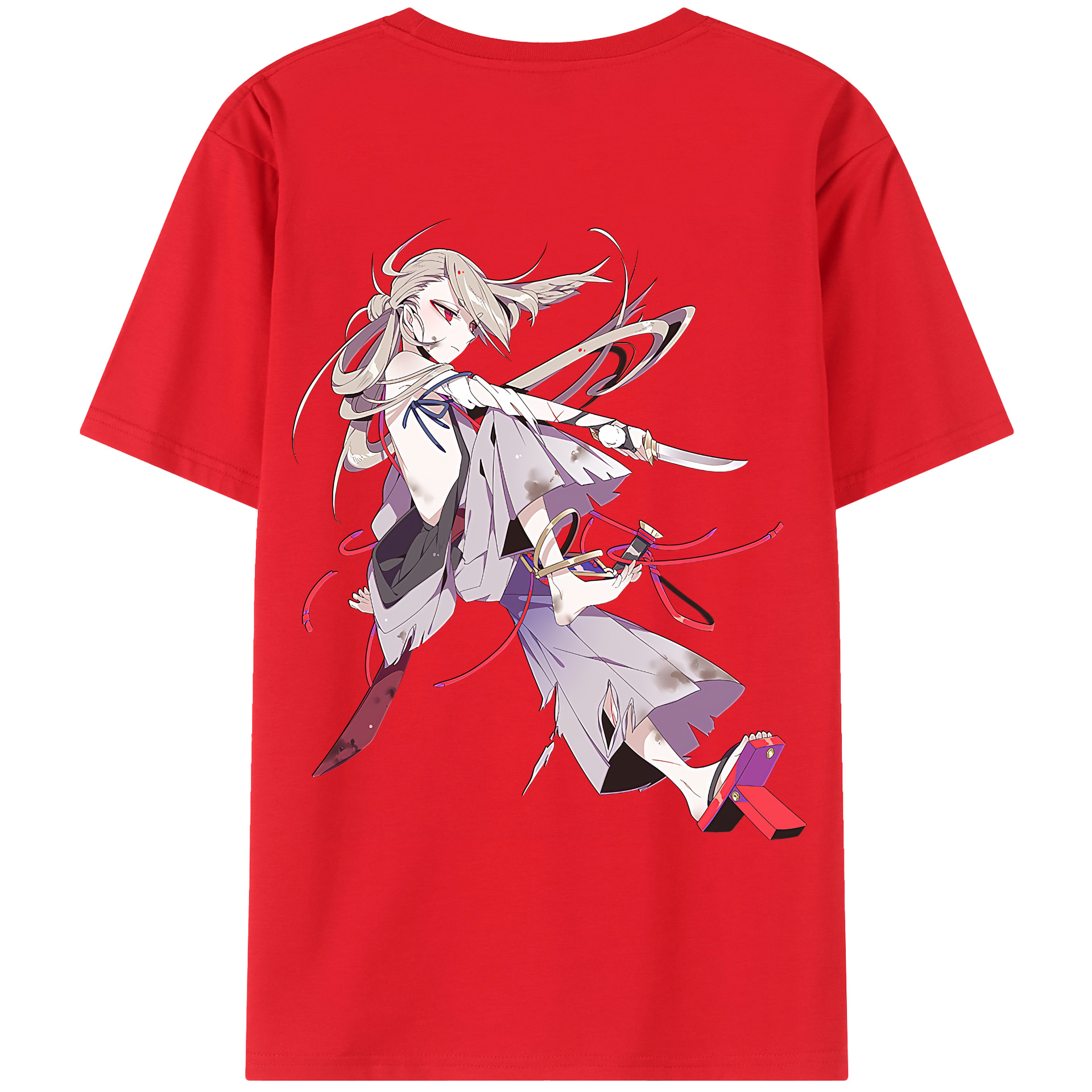 （画像用） 刀剣乱舞 Touken Ranbu 綿100％ メンズ半袖Tシャツ（バックプリント） 通気性