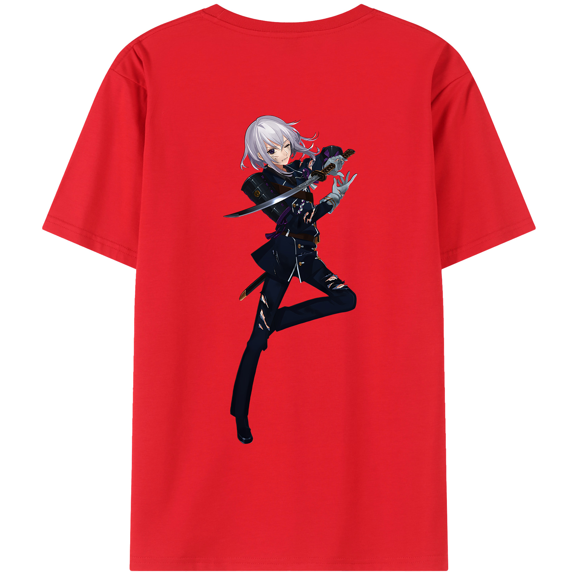 （画像用） 刀剣乱舞 Touken Ranbu 綿100％ メンズ半袖Tシャツ（バックプリント） 通気性