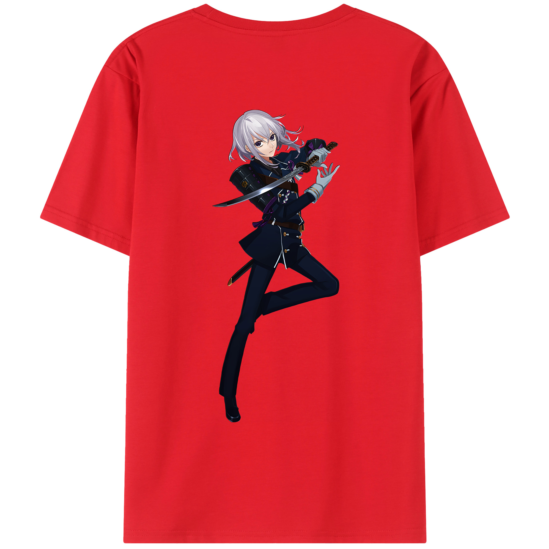 （画像用） 刀剣乱舞 Touken Ranbu 綿100％ メンズ半袖Tシャツ（バックプリント） 通気性