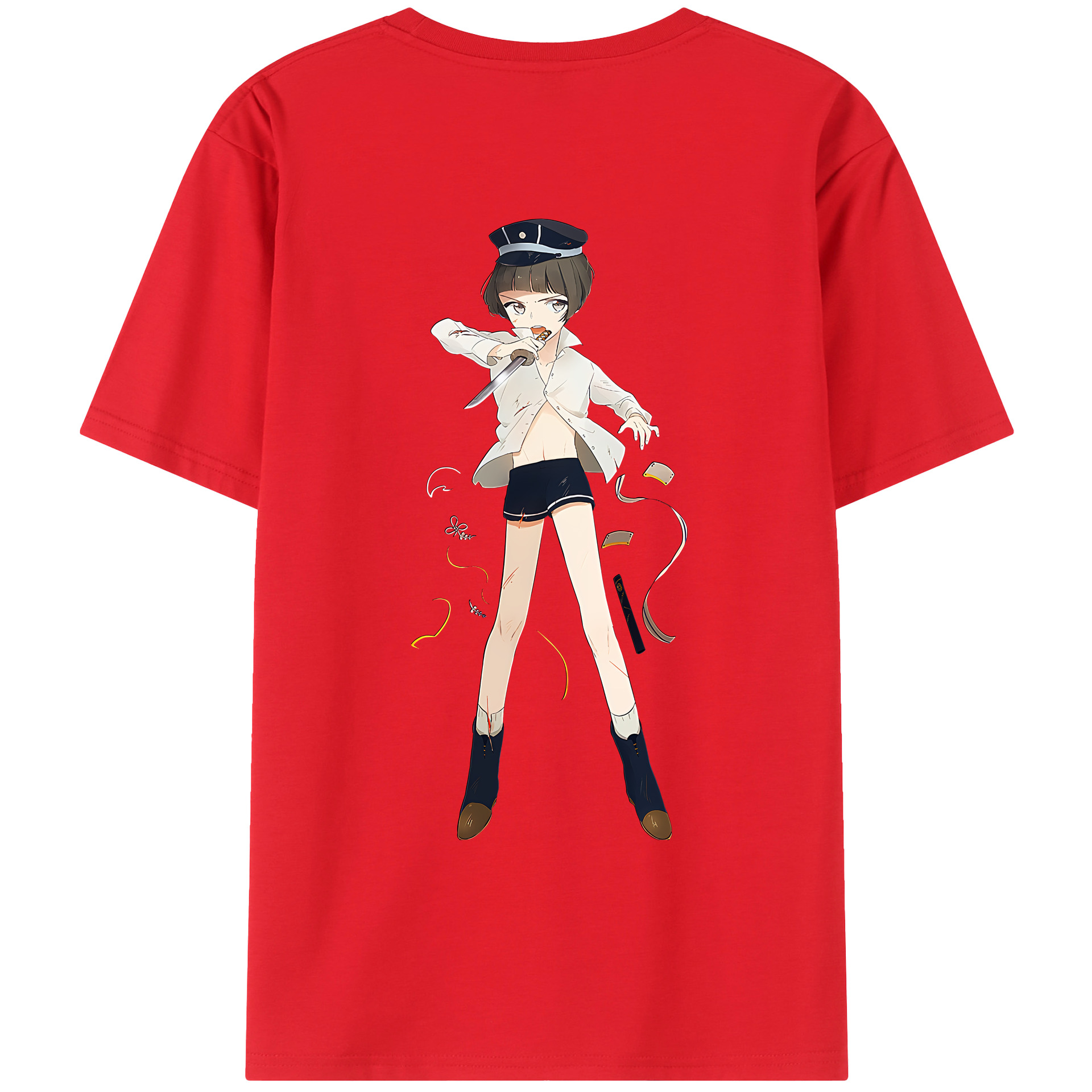 （画像用） 刀剣乱舞 Touken Ranbu 綿100％ メンズ半袖Tシャツ（バックプリント） 通気性