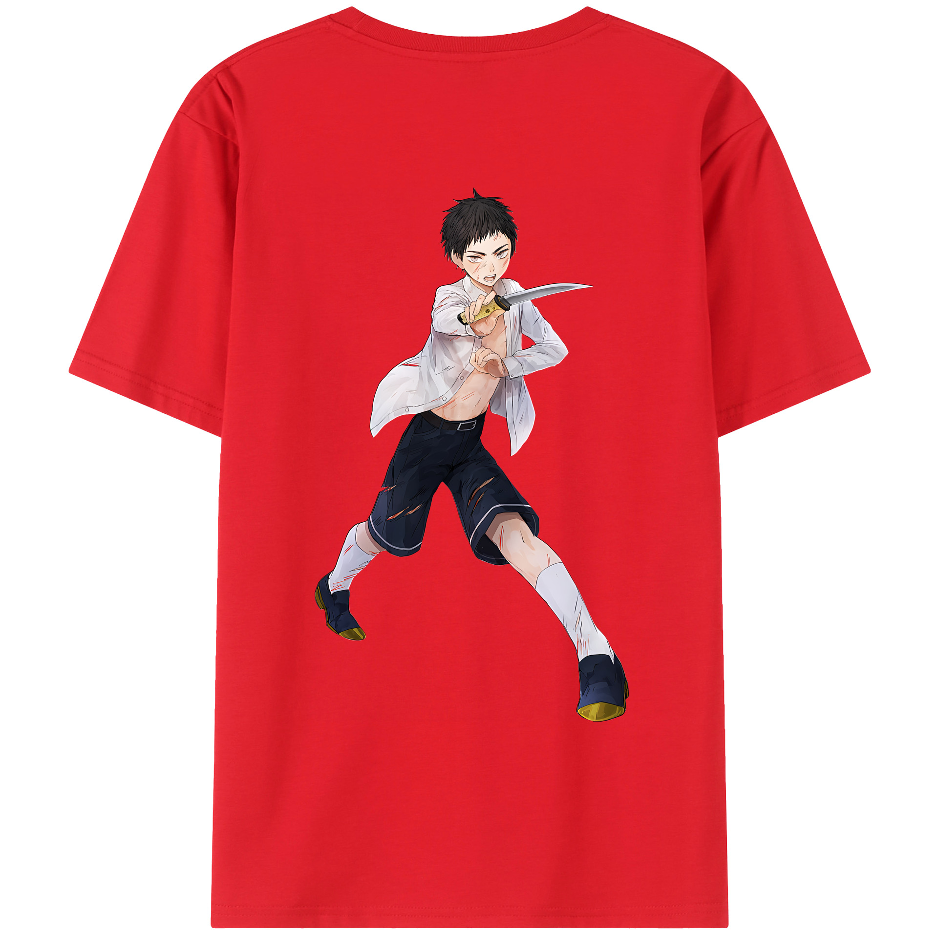 （画像用） 刀剣乱舞 Touken Ranbu 綿100％ メンズ半袖Tシャツ（バックプリント） 通気性