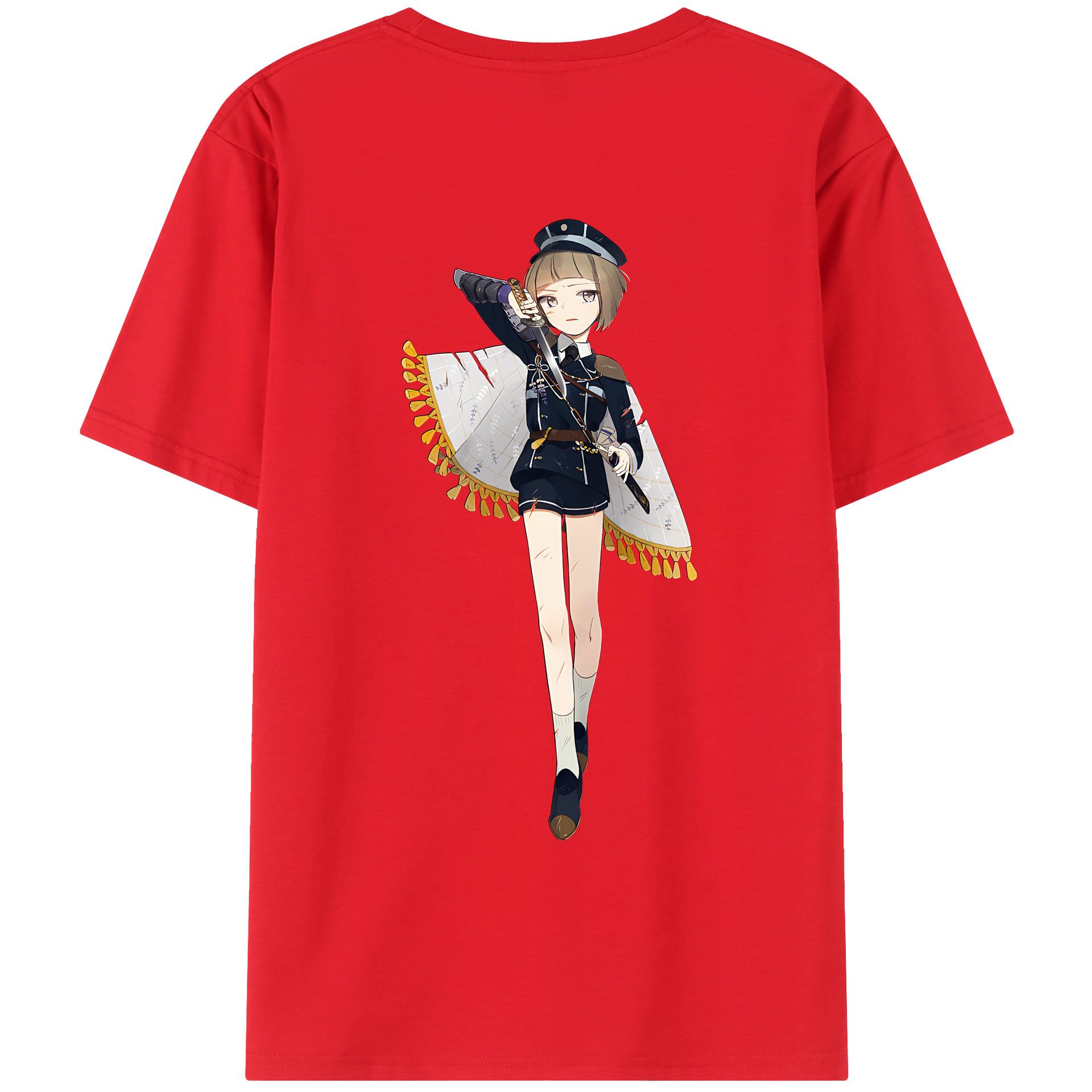 （画像用） 刀剣乱舞 Touken Ranbu 綿100％ メンズ半袖Tシャツ（バックプリント） 通気性