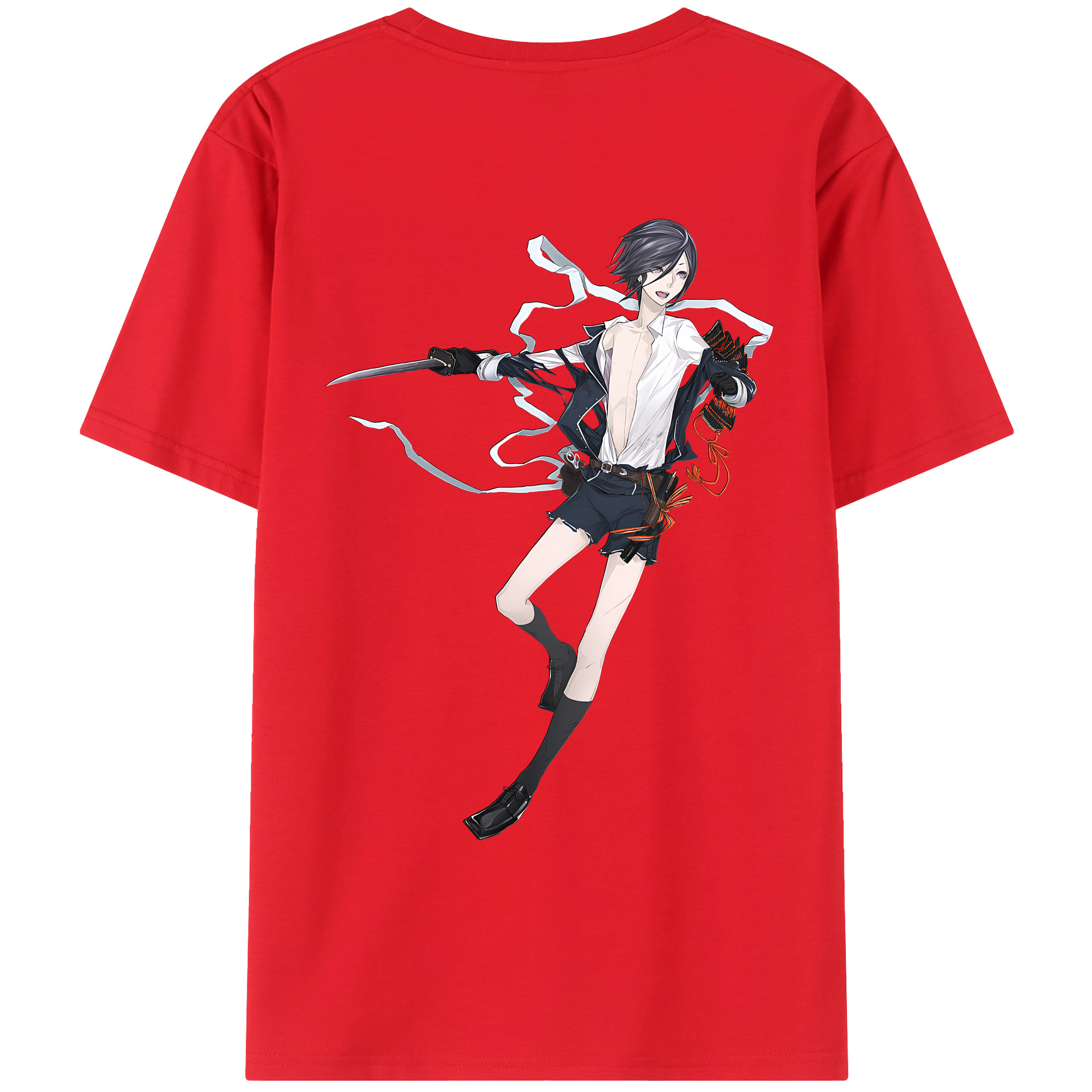 （画像用） 刀剣乱舞 Touken Ranbu 綿100％ メンズ半袖Tシャツ（バックプリント） 通気性