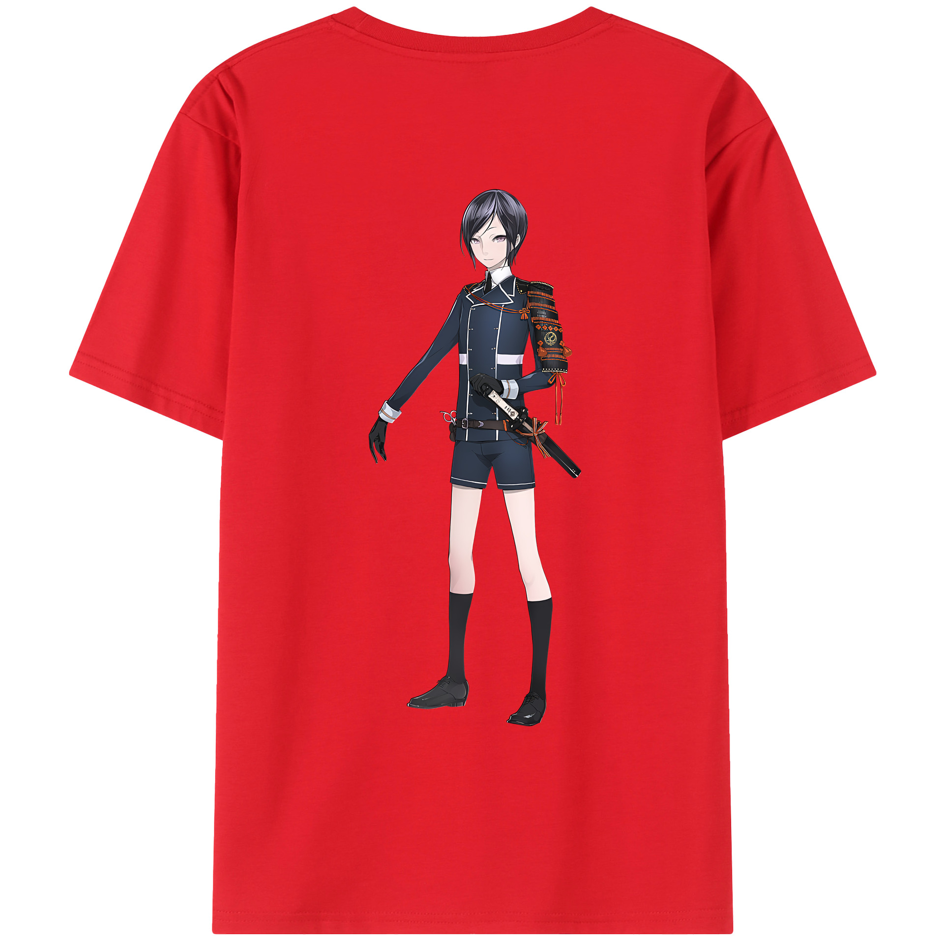 （画像用） 刀剣乱舞 Touken Ranbu 綿100％ メンズ半袖Tシャツ（バックプリント） 通気性