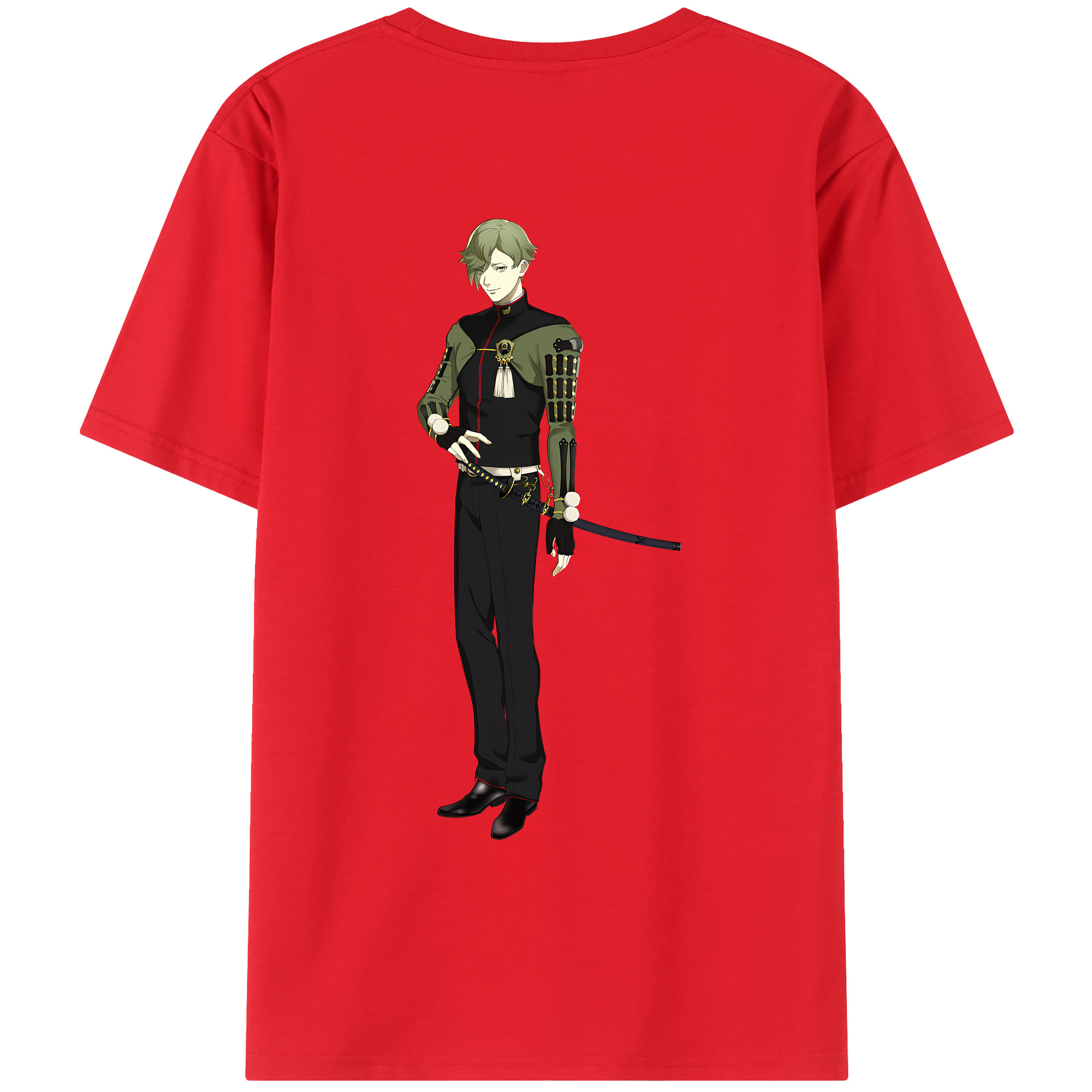 （画像用） 刀剣乱舞 Touken Ranbu 綿100％ メンズ半袖Tシャツ（バックプリント） 通気性