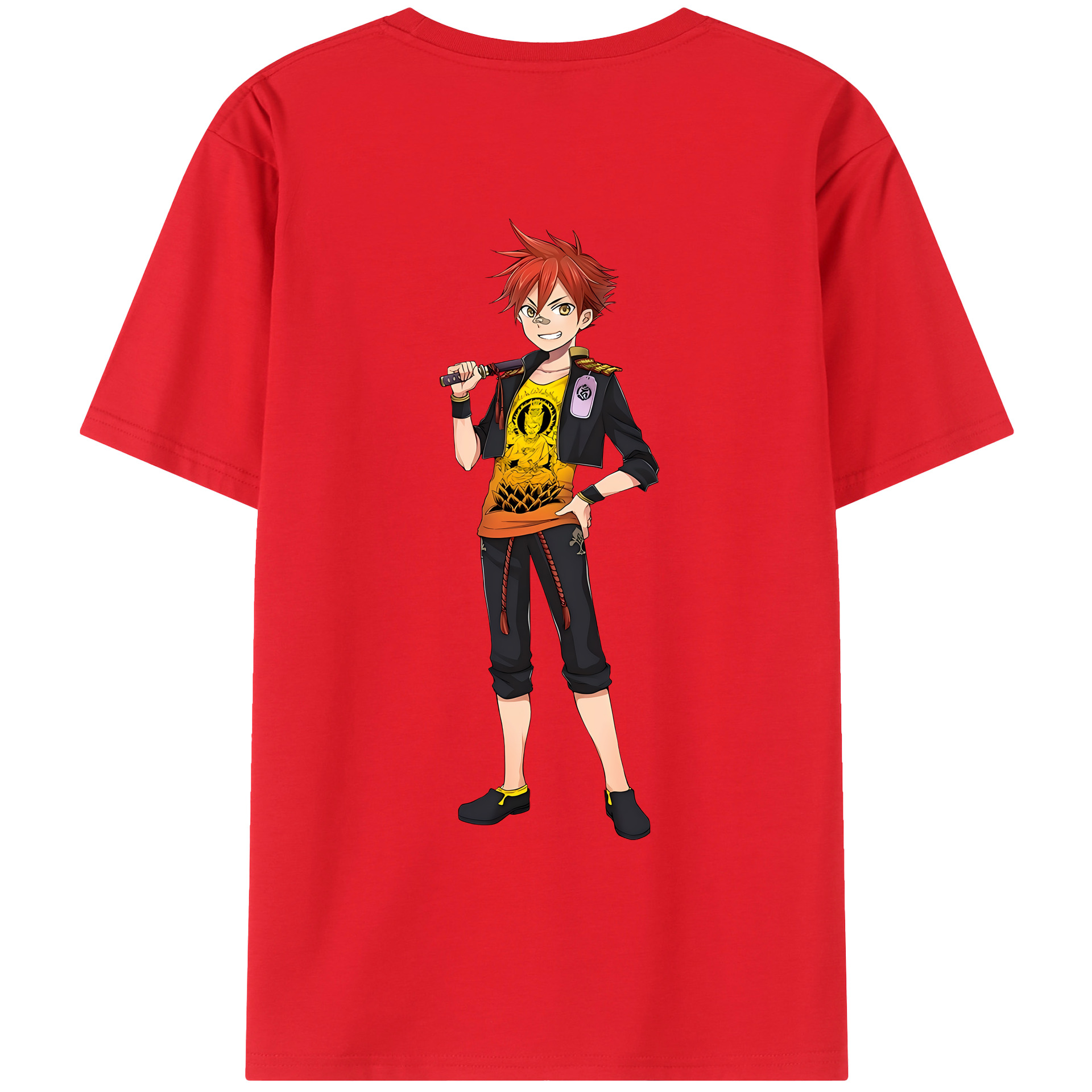 （画像用） 刀剣乱舞 Touken Ranbu 綿100％ メンズ半袖Tシャツ（バックプリント） 通気性