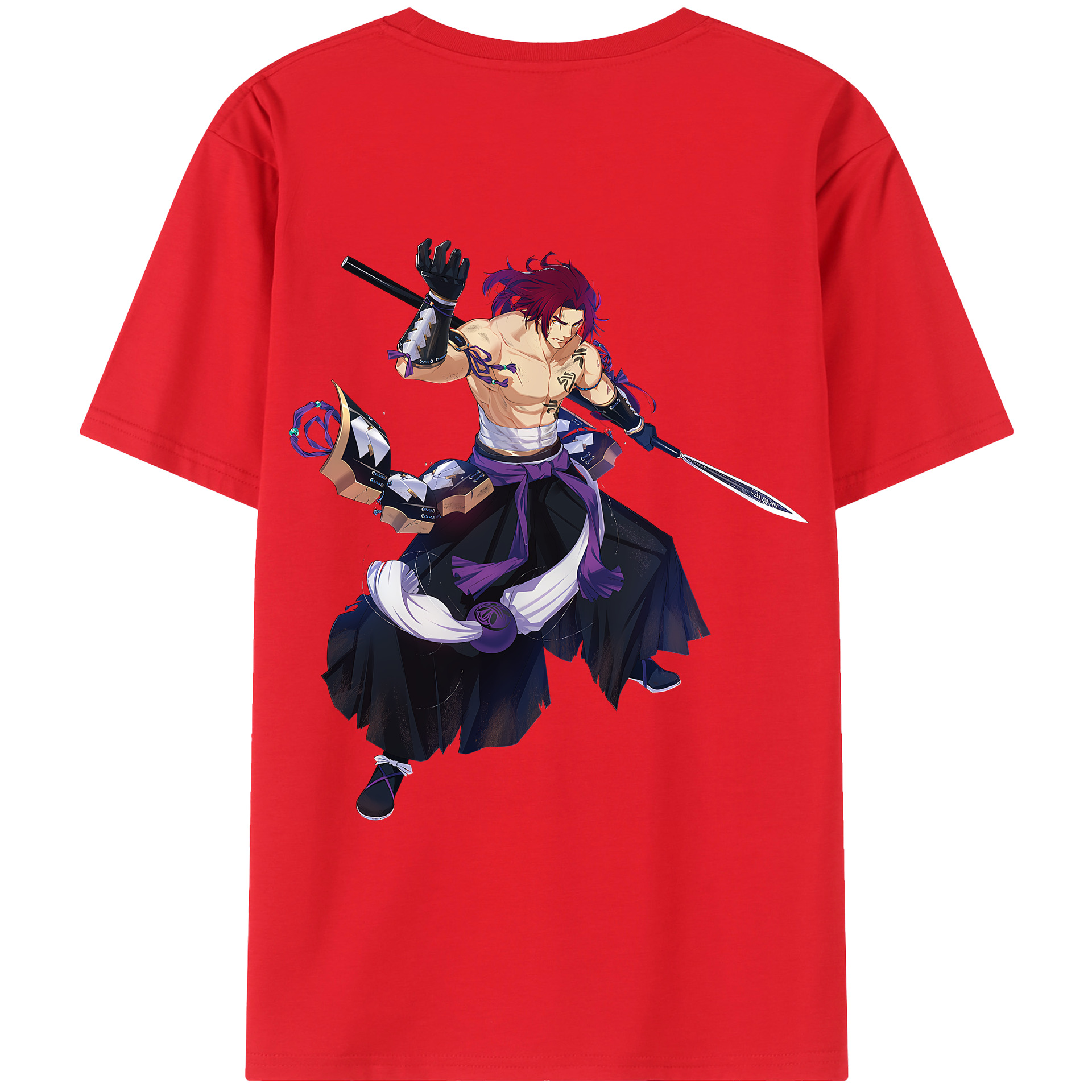 （画像用） 刀剣乱舞 Touken Ranbu 綿100％ メンズ半袖Tシャツ（バックプリント） 通気性
