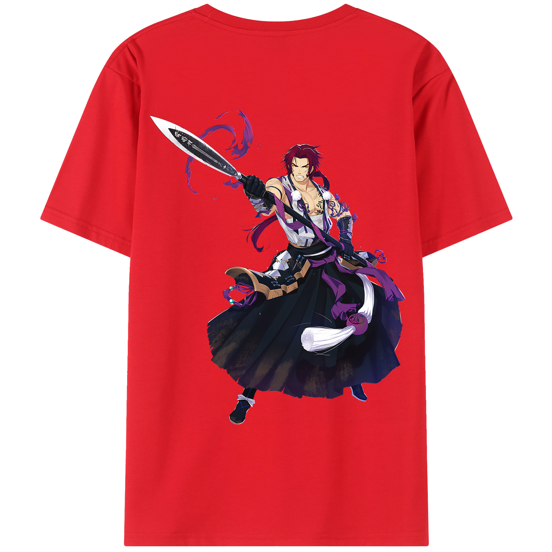 （画像用） 刀剣乱舞 Touken Ranbu 綿100％ メンズ半袖Tシャツ（バックプリント） 通気性