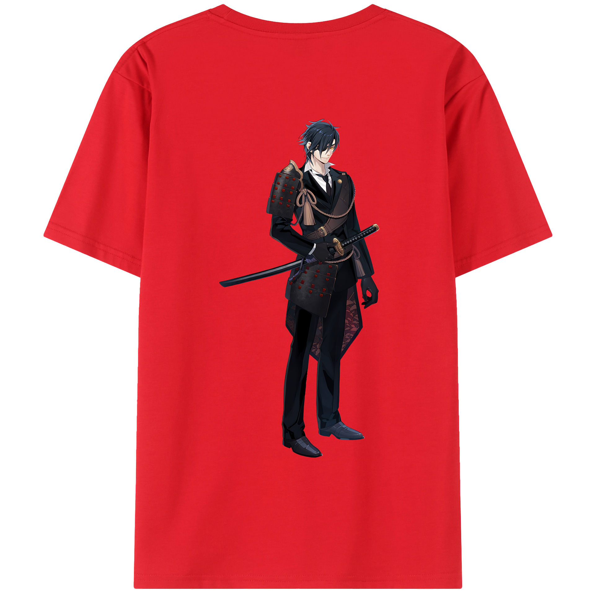 （画像用） 刀剣乱舞 Touken Ranbu 綿100％ メンズ半袖Tシャツ（バックプリント） 通気性