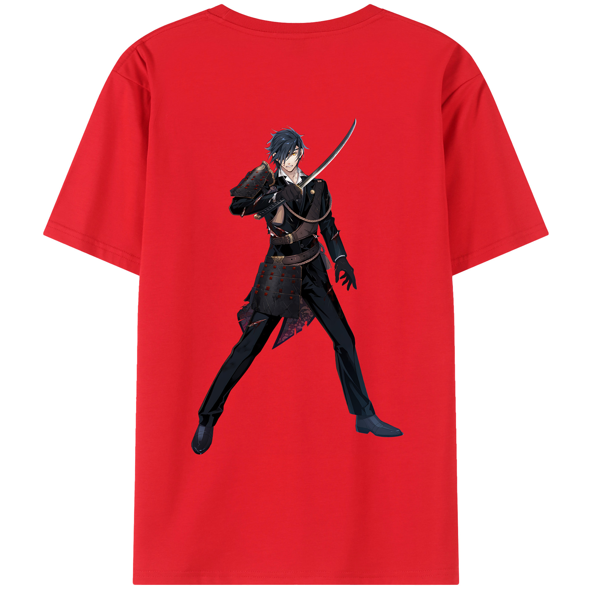 （画像用） 刀剣乱舞 Touken Ranbu 綿100％ メンズ半袖Tシャツ（バックプリント） 通気性