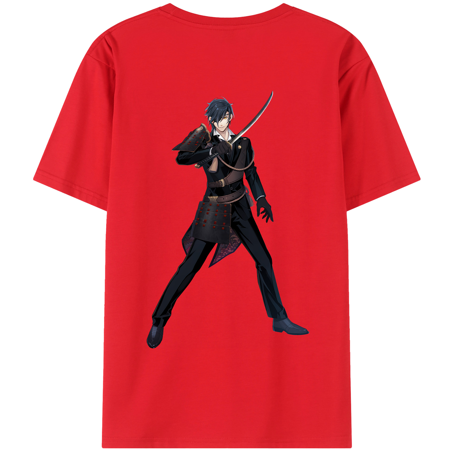 （画像用） 刀剣乱舞 Touken Ranbu 綿100％ メンズ半袖Tシャツ（バックプリント） 通気性