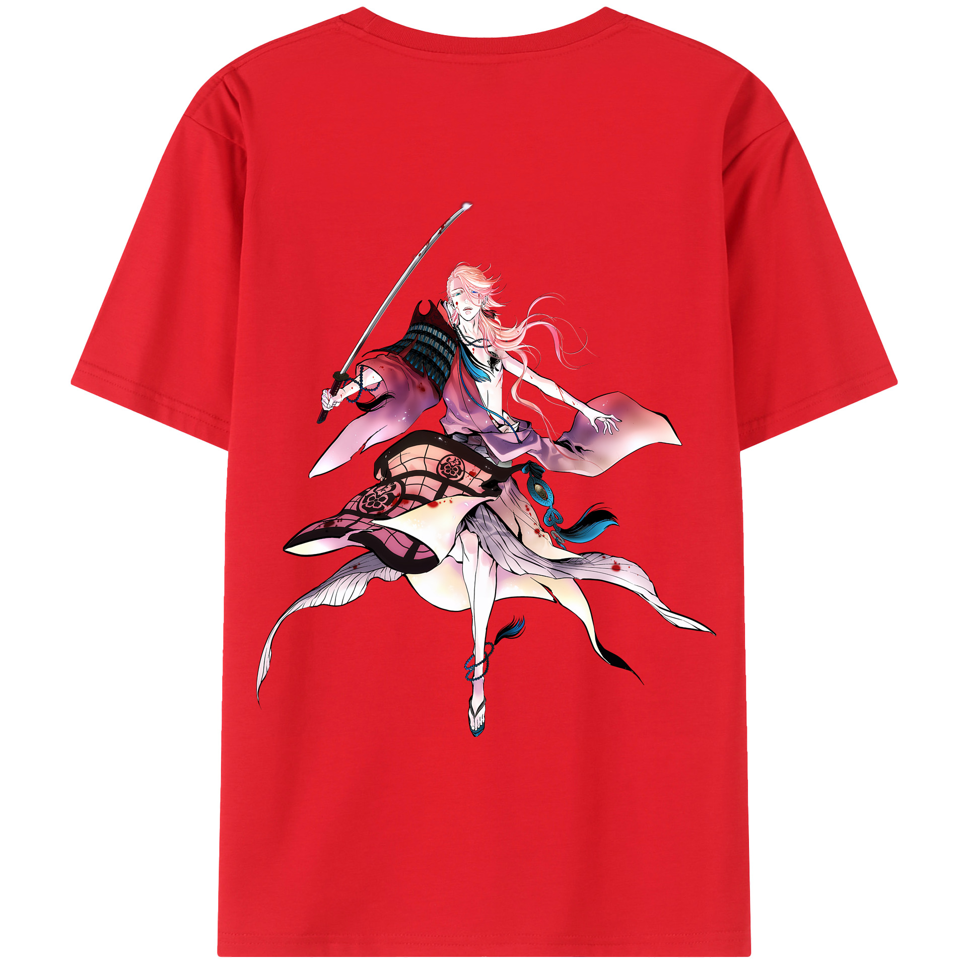 （画像用） 刀剣乱舞 Touken Ranbu 綿100％ メンズ半袖Tシャツ（バックプリント） 通気性