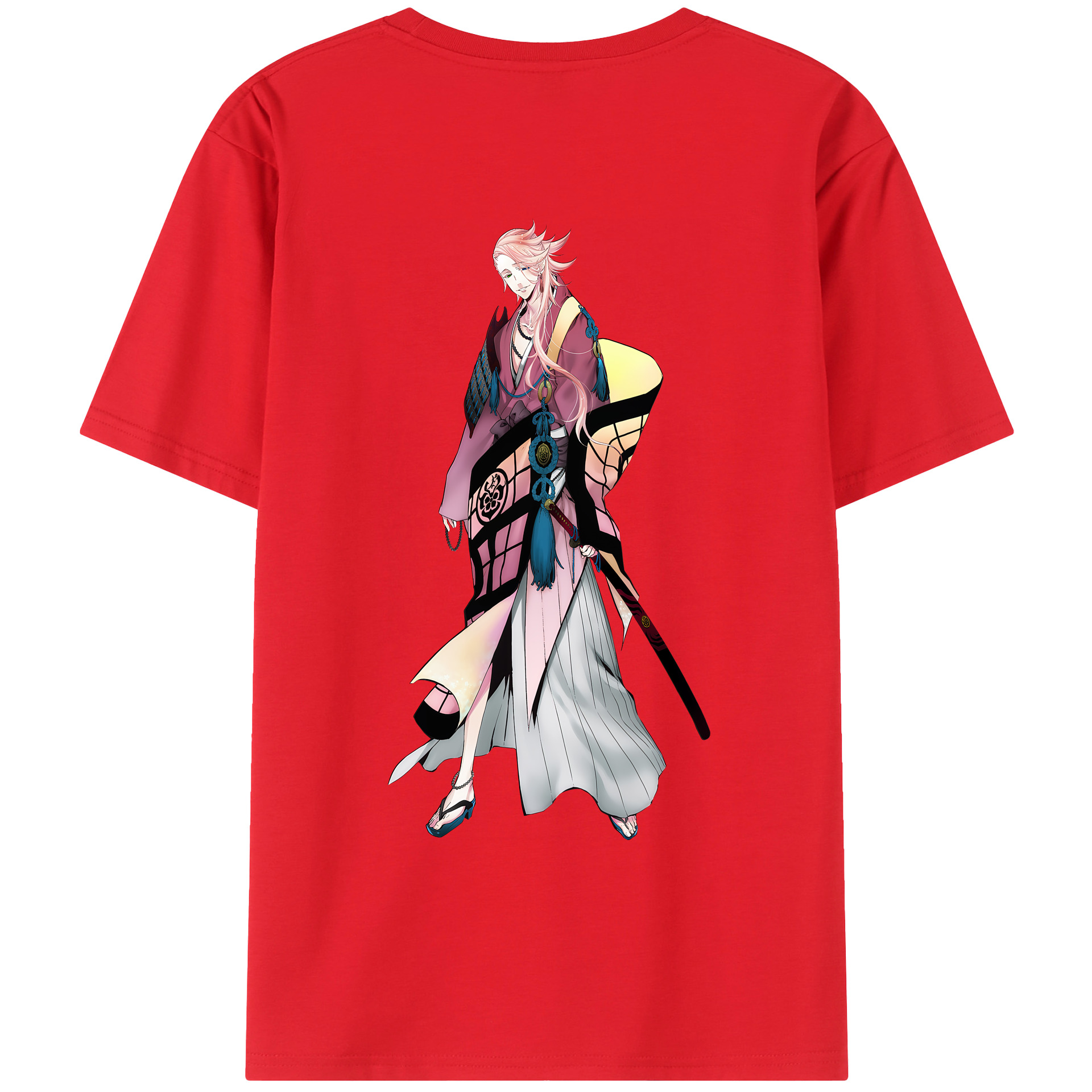 （画像用） 刀剣乱舞 Touken Ranbu 綿100％ メンズ半袖Tシャツ（バックプリント） 通気性