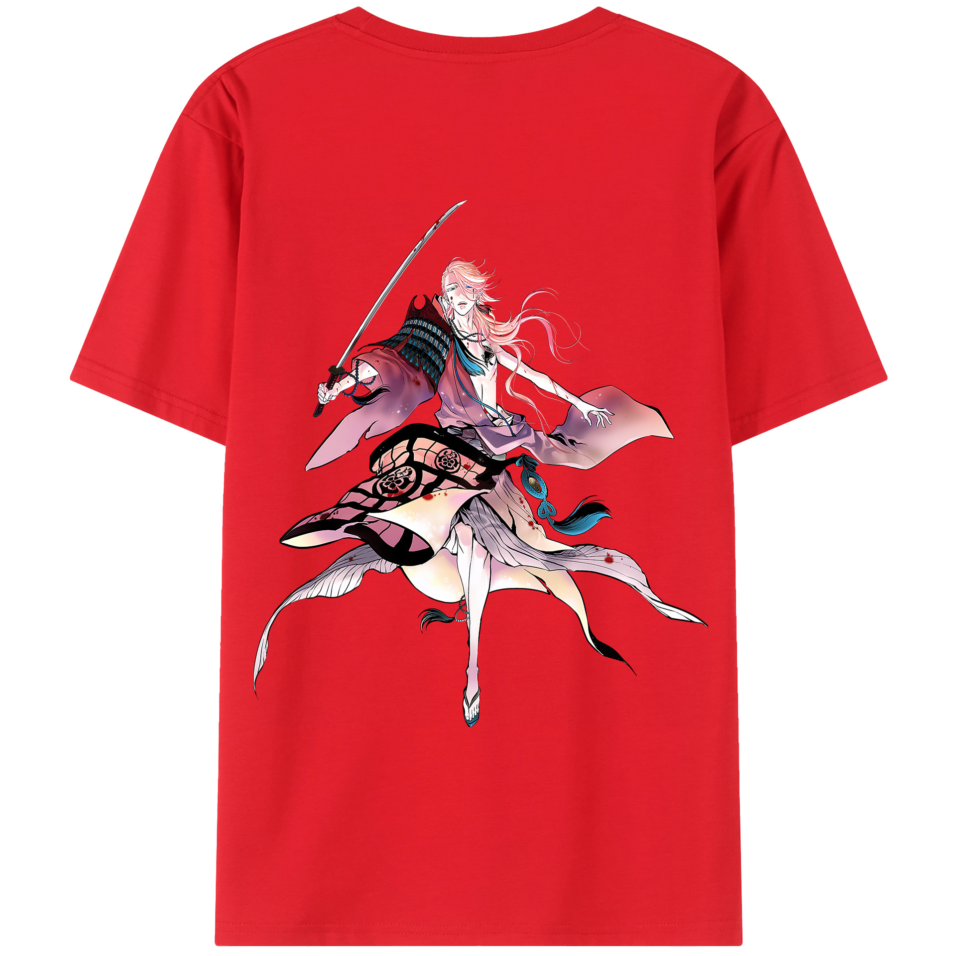 （画像用） 刀剣乱舞 Touken Ranbu 綿100％ メンズ半袖Tシャツ（バックプリント） 通気性
