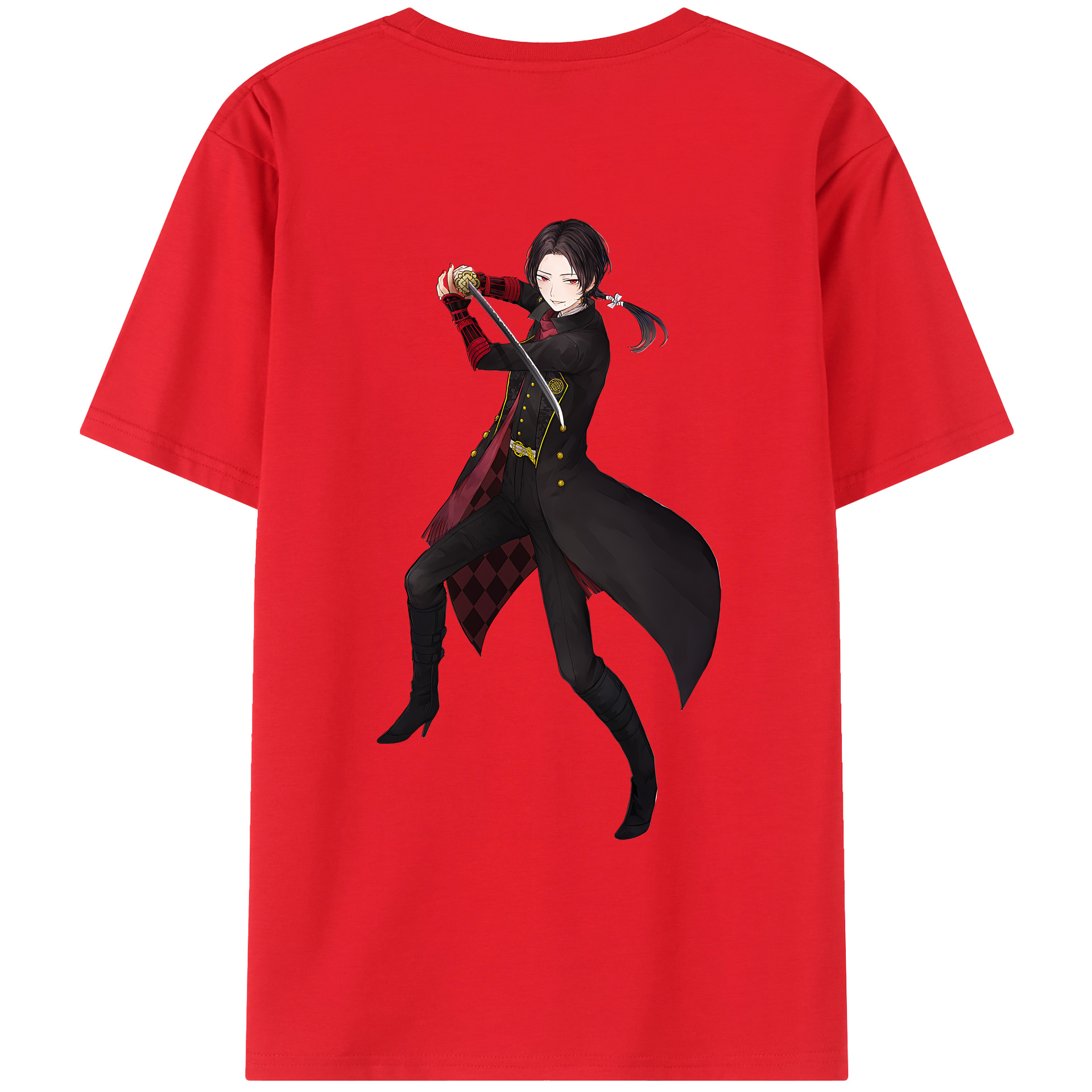 （画像用） 刀剣乱舞 Touken Ranbu 綿100％ メンズ半袖Tシャツ（バックプリント） 通気性
