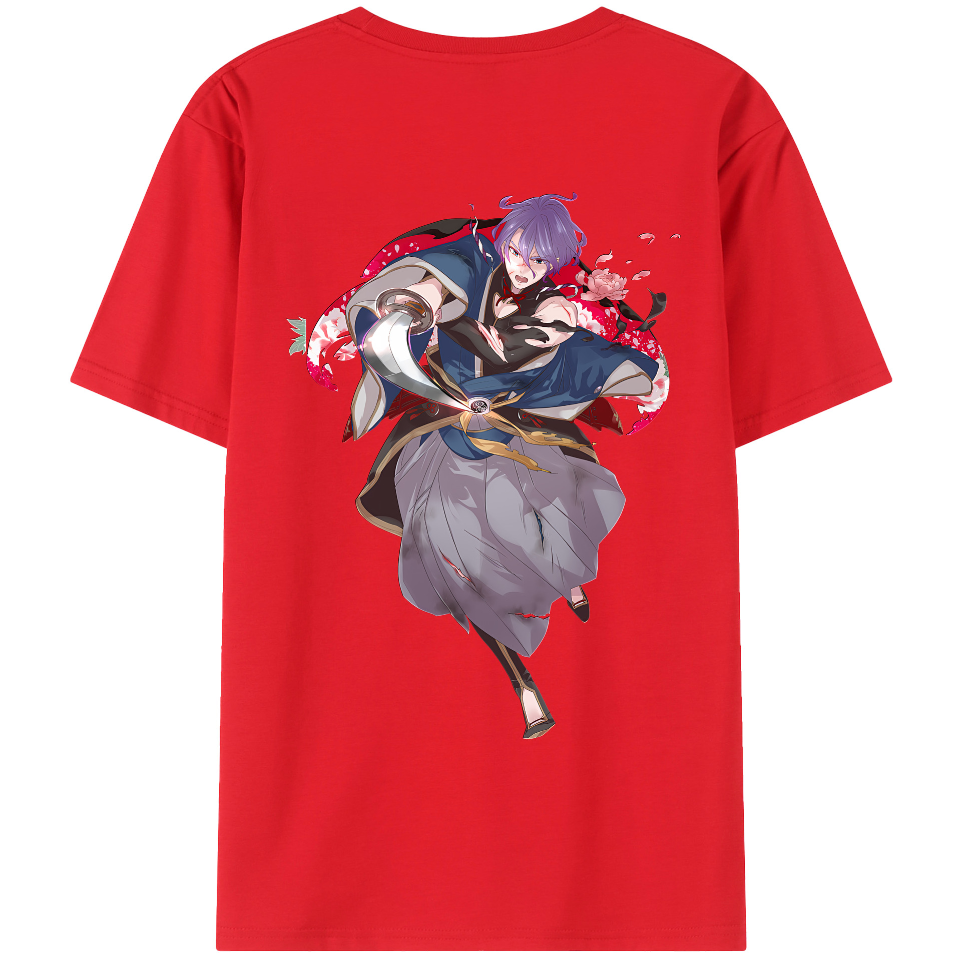 （画像用） 刀剣乱舞 Touken Ranbu 綿100％ メンズ半袖Tシャツ（バックプリント） 通気性