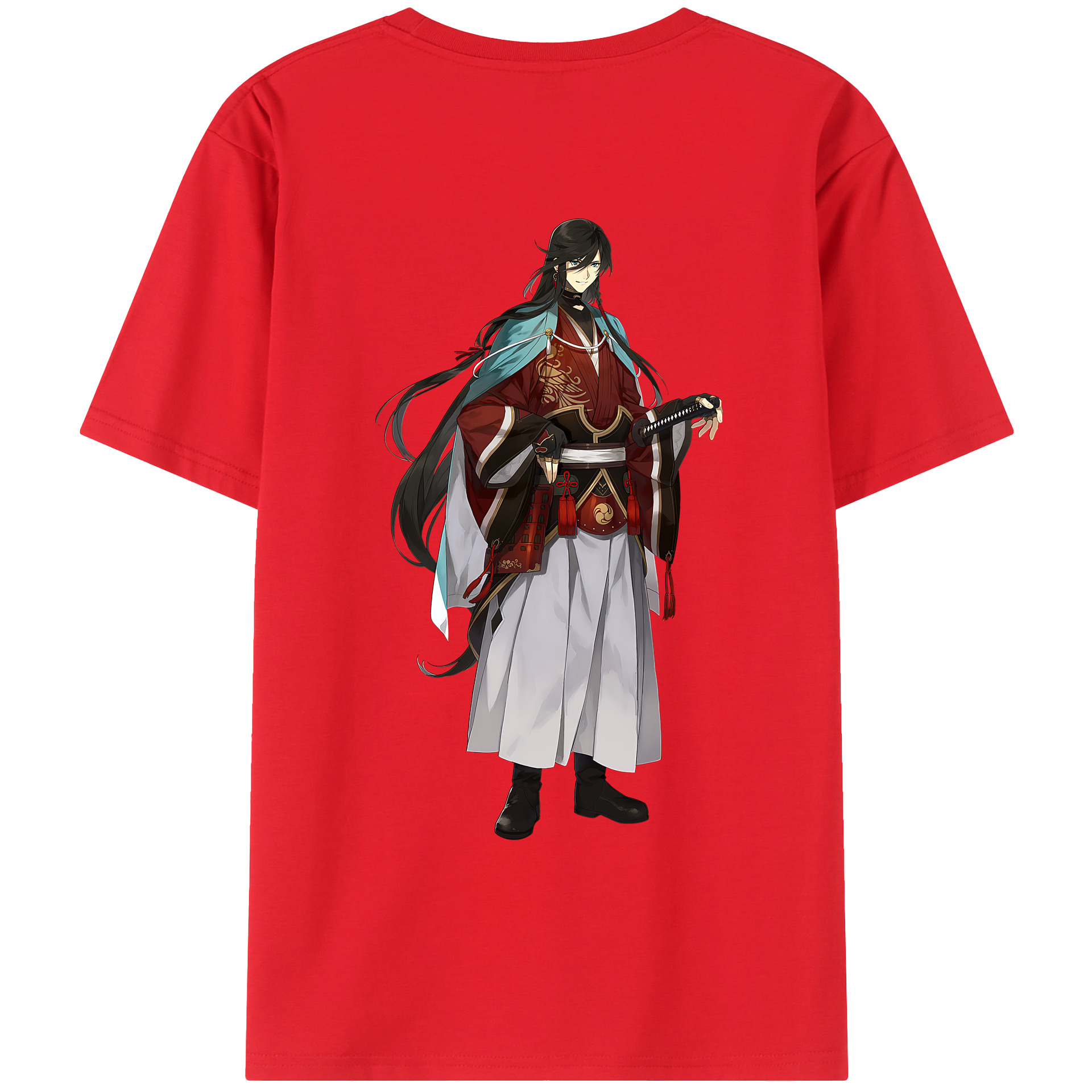 （画像用） 刀剣乱舞 Touken Ranbu 綿100％ メンズ半袖Tシャツ（バックプリント） 通気性